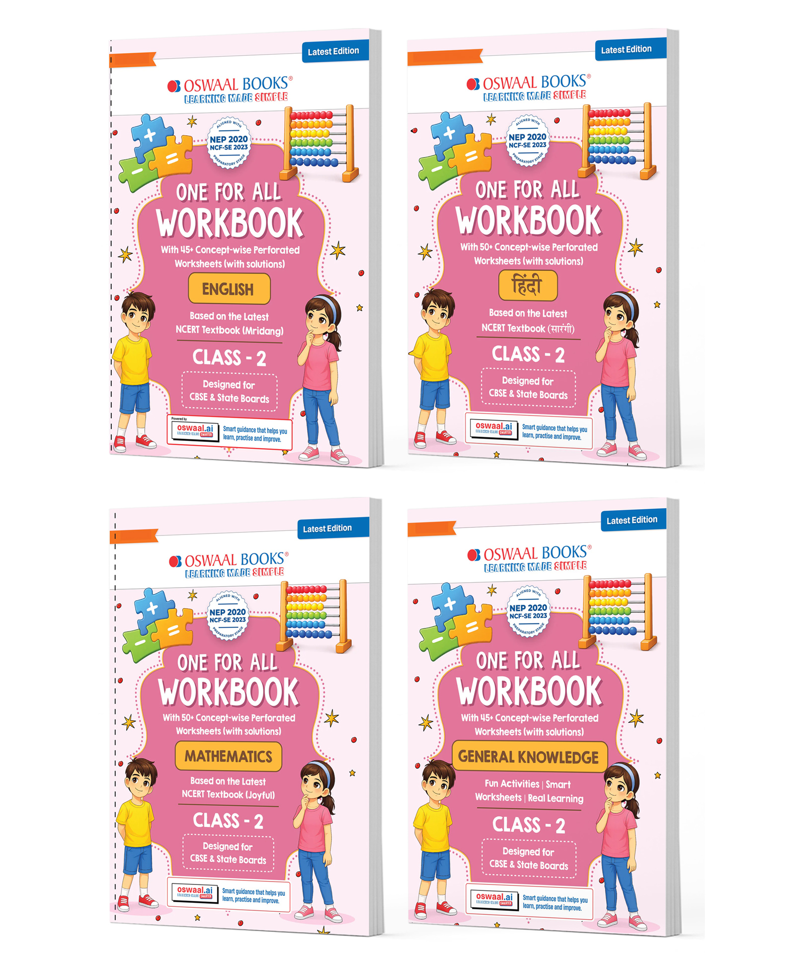 OSWAAL BOOKS One for All Workbook Class 2 English, Hindi, Maths & GK (Set of 4 Books) | 50+ Concept-wise Perforated Worksheets | NEP 2020 & NCF 2023 Aligned | For CBSE & State Boards-image-3