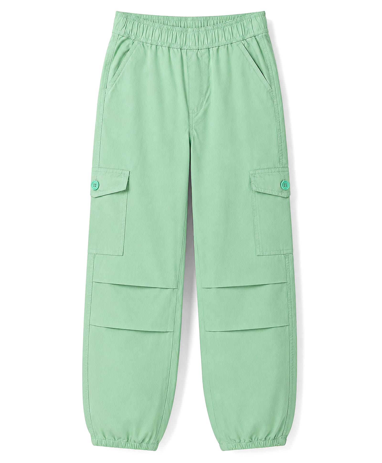 Olio Kids Cotton Woven Full Length Cut N Sew Solid Trouser With Cargo Pockets - Sea Green-picture-12