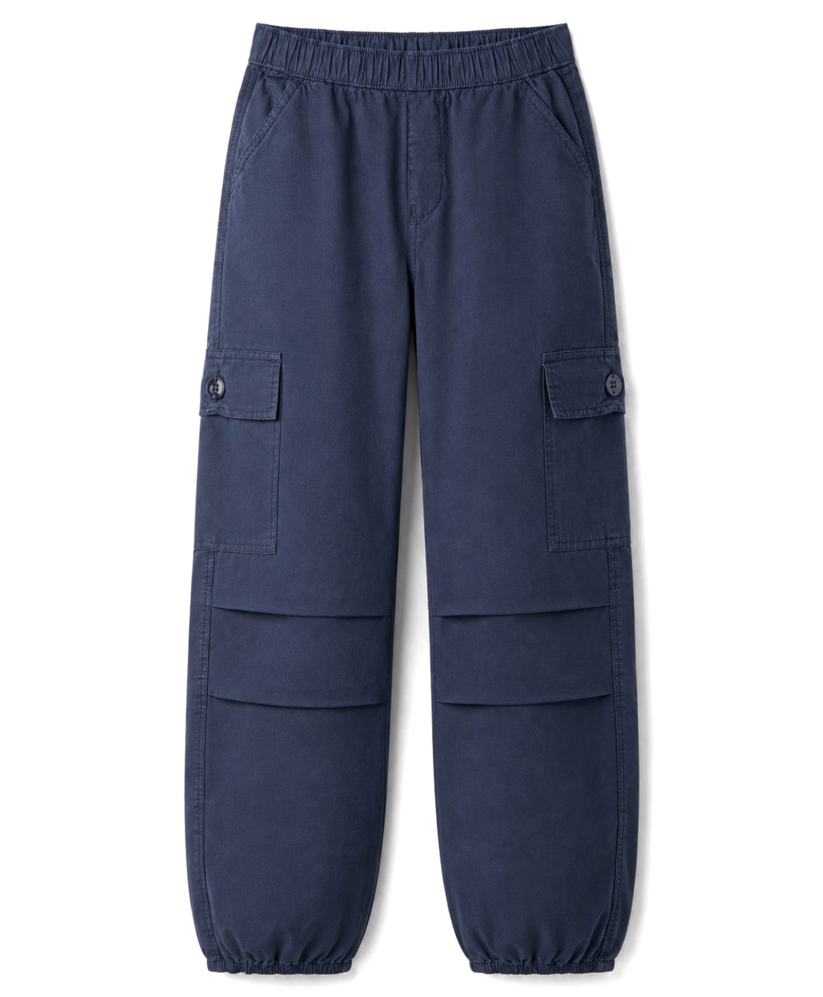 Olio Kids Cotton Woven Full Length Cut N Sew Solid Trouser With Cargo Pockets - Navy Blue-picture-19