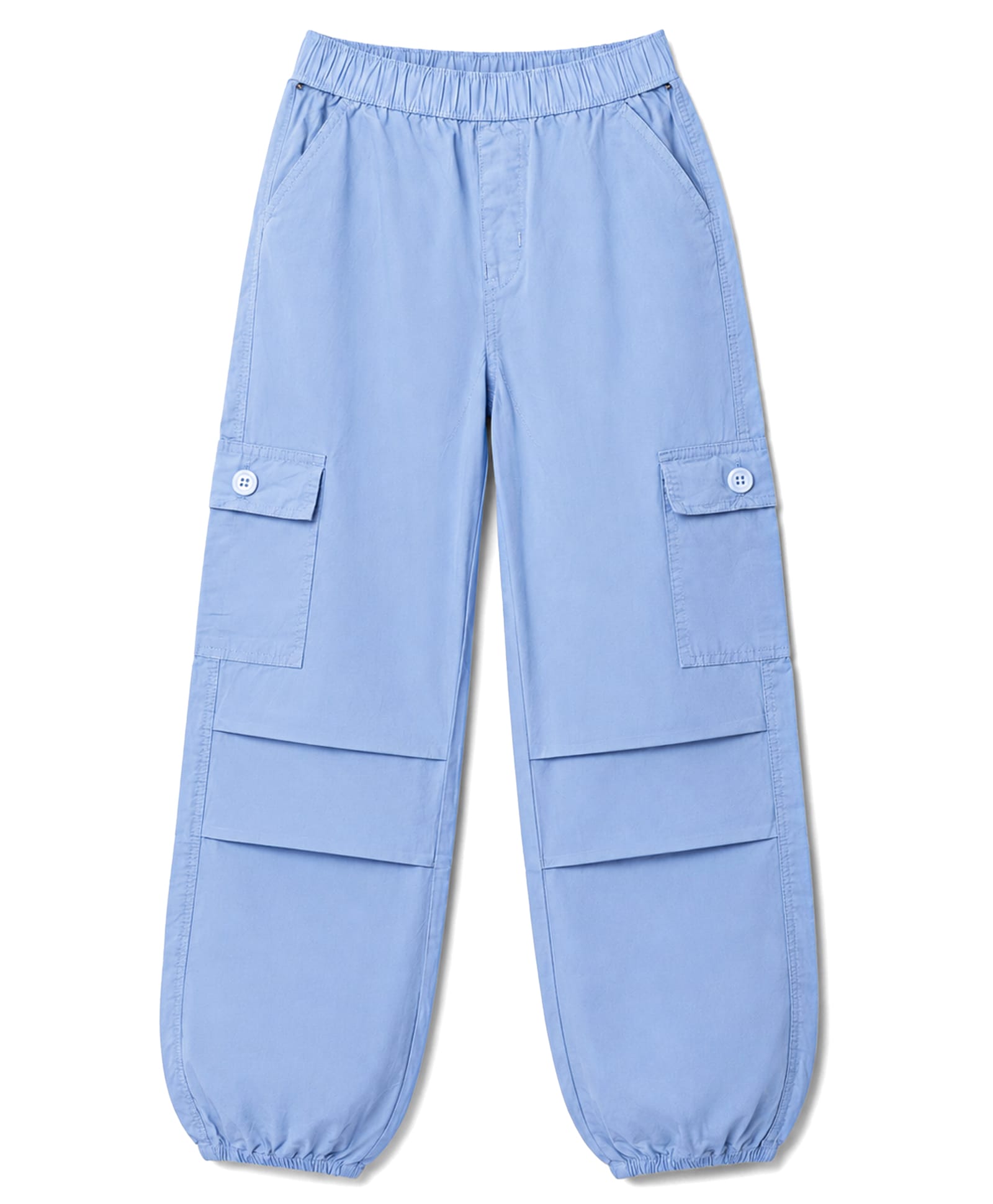 Olio Kids Cotton Woven Full Length Cut N Sew Solid Trouser With Cargo Pockets - Light Blue-picture-11