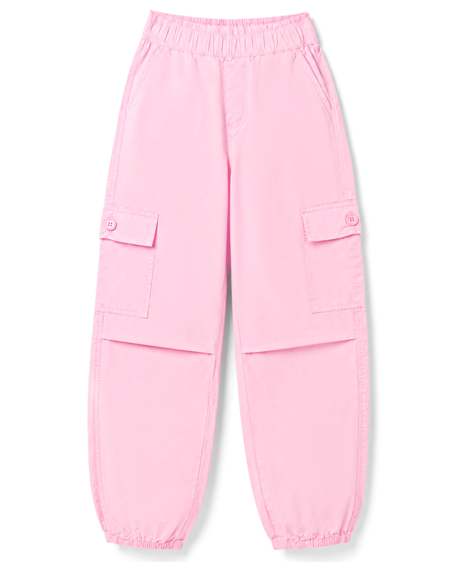 Olio Kids Cotton Woven Full Length Cut N Sew Solid Trouser With Cargo Pockets - Pink-picture-21