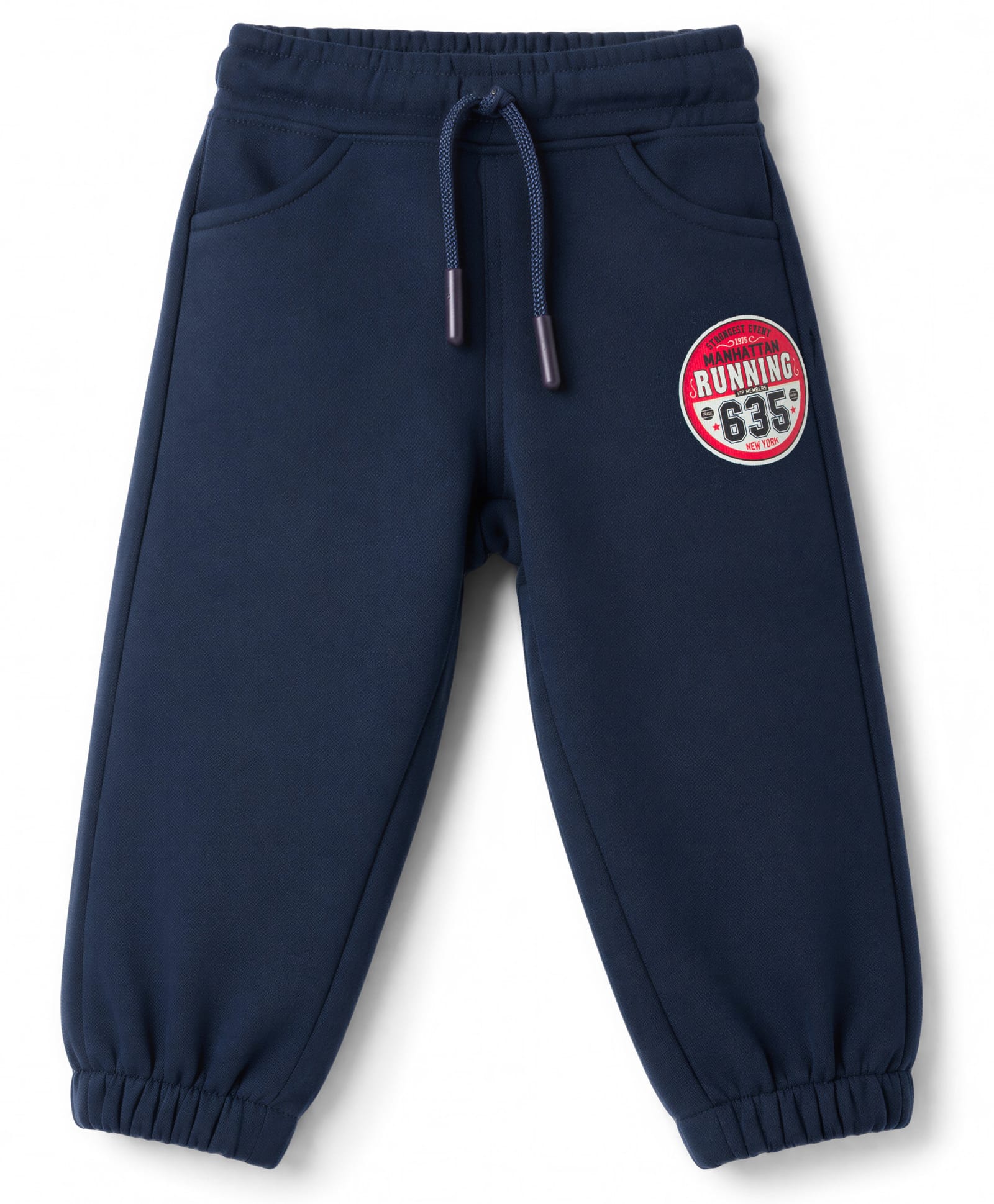 Olio Kids Knitted Full Length Lounge Pant with Text Print - Navy-image-49