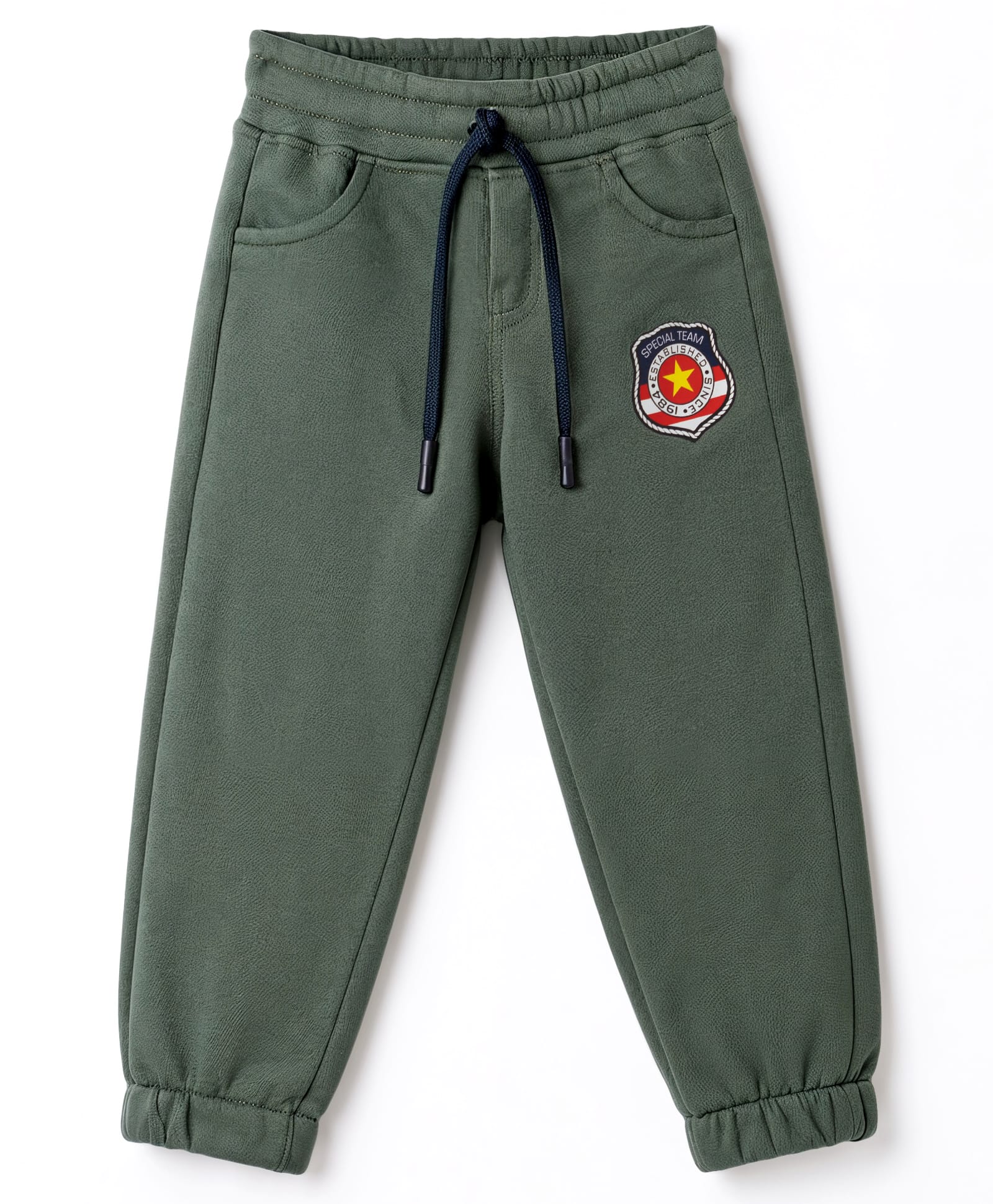 Olio Kids Knitted Full Length Lounge Pant with Text Print - Dark Green-image-36