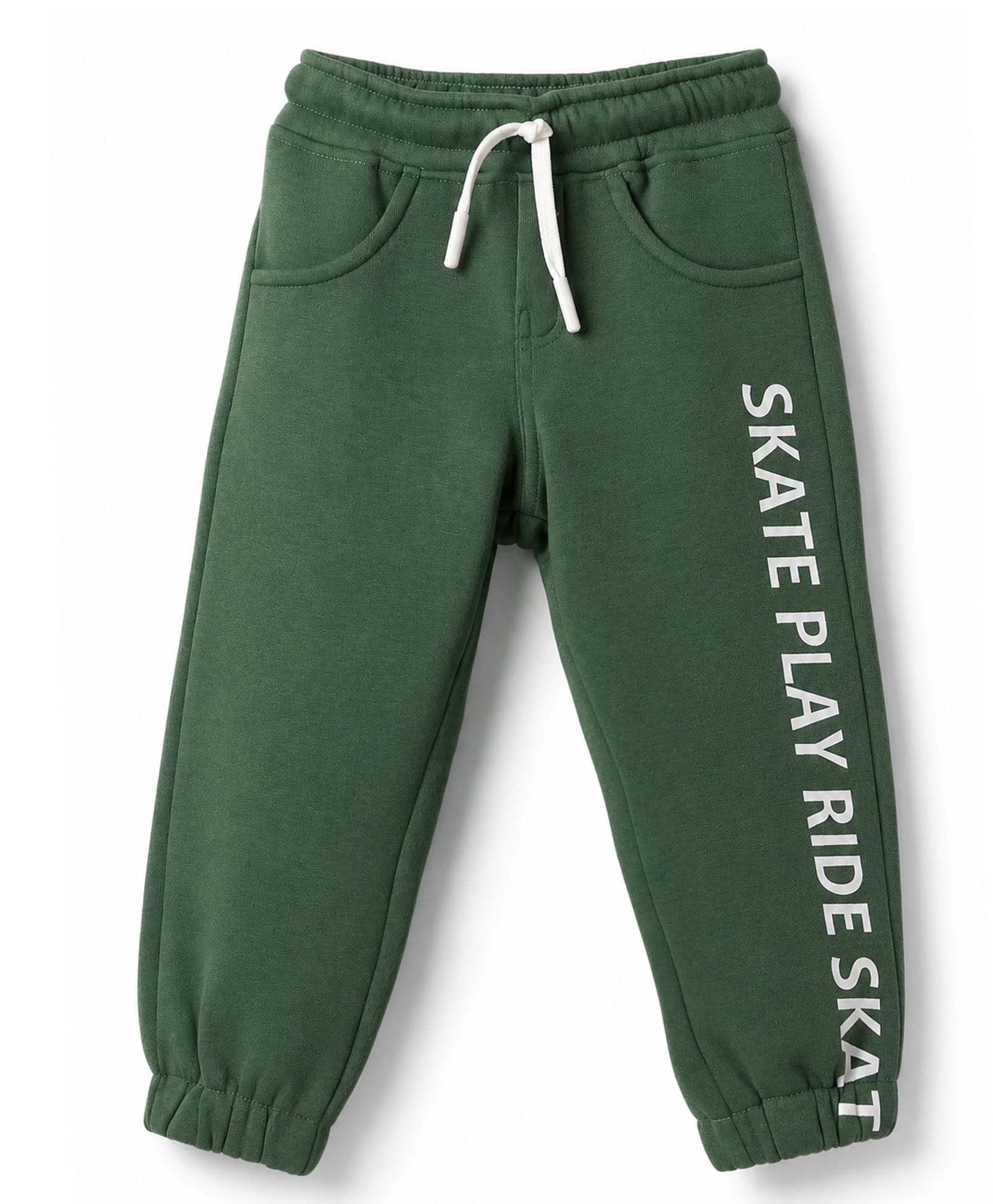 Olio Kids Knitted Full Length Lounge Pant with Text Print - Dark Green-image-37