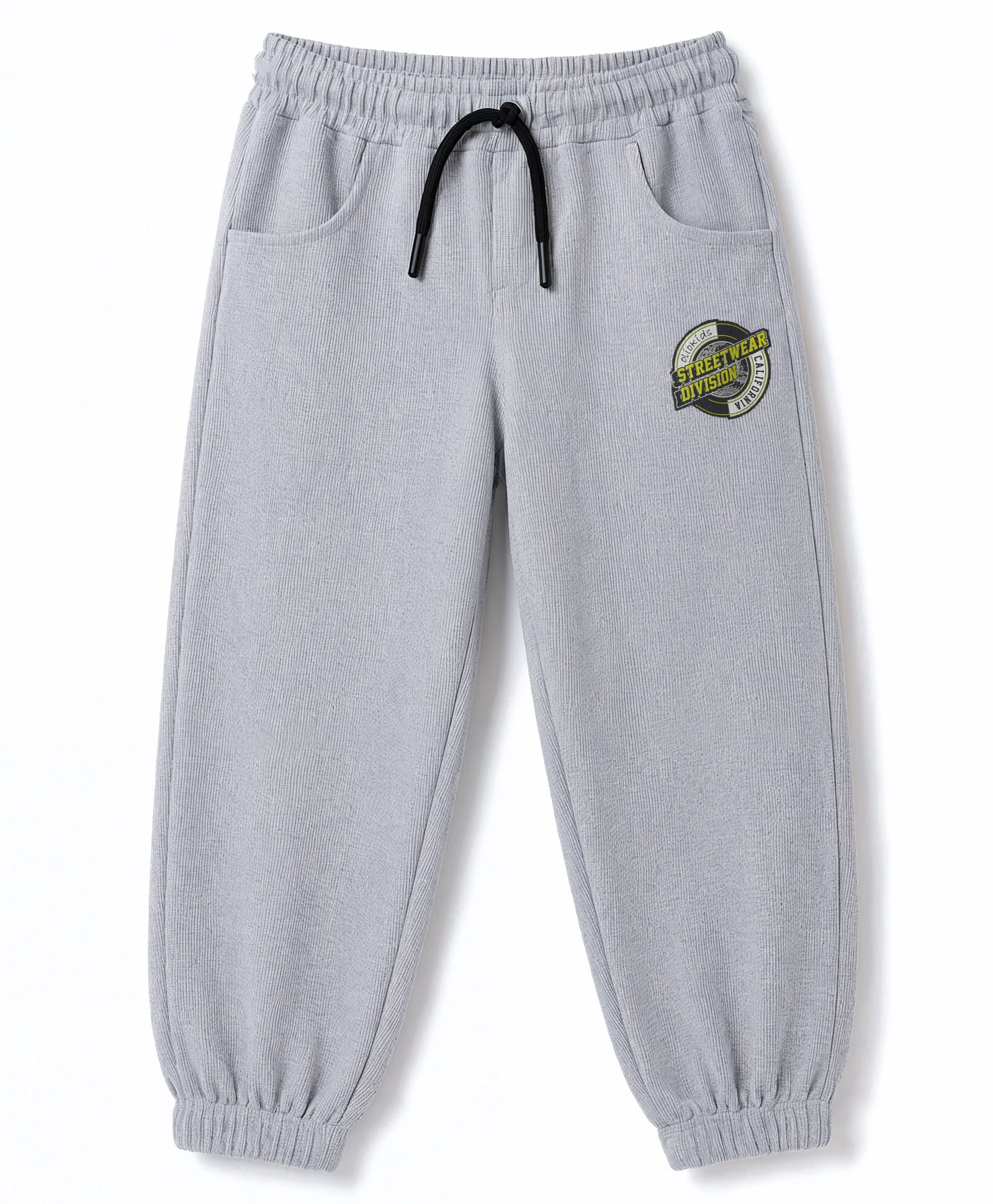 Olio Kids Knitted Full Length Lounge Pant with Text Print - Light Grey-picture-27
