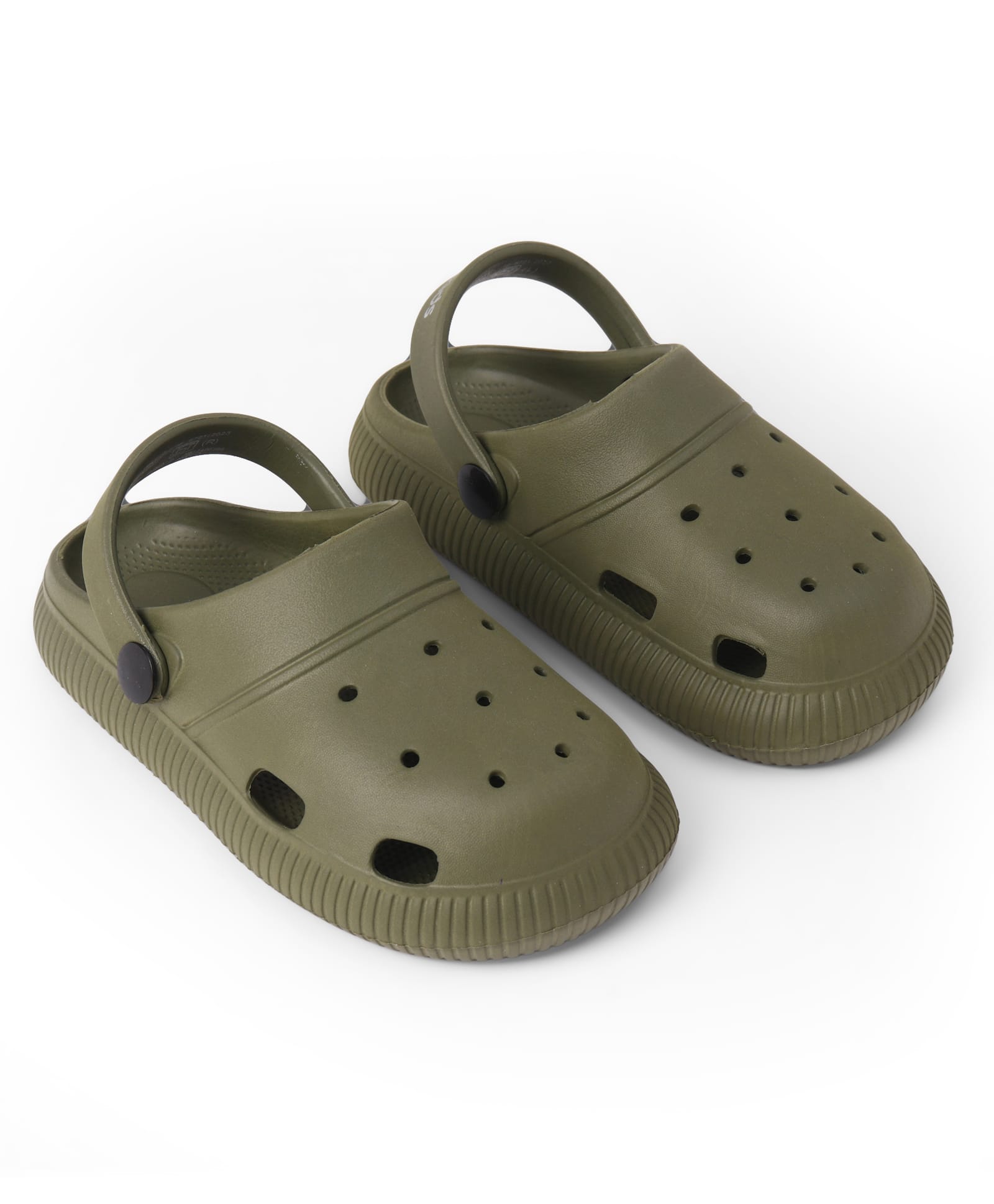 Pine Kids Back Strap Closure Solid Clogs - Olive Green-picture-27