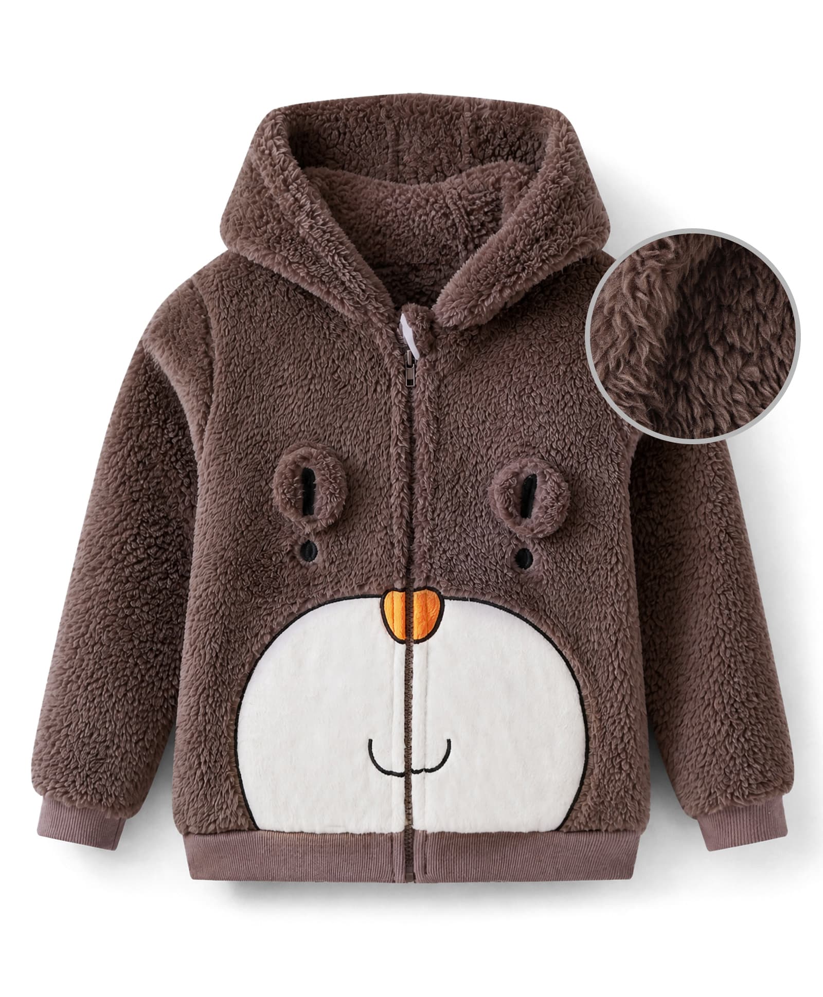 Mark & Mia Hoodie with Full Sleeves and Animal Face Applique in Brown-picture-5