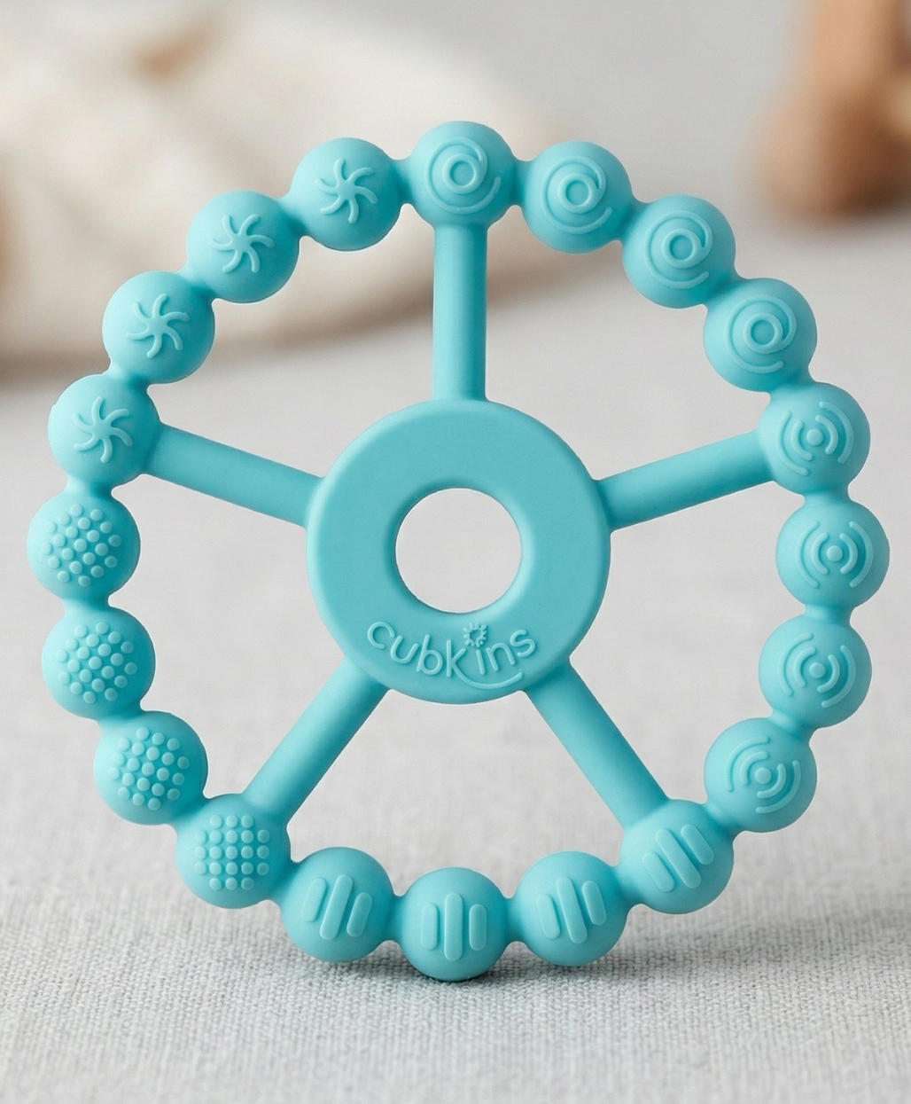 Cubkins Silicone Ring Teether | BIS Certified | 5 Textures for Teething Relief | 100% Food-Grade Silicone (Java Banana)-picture-28