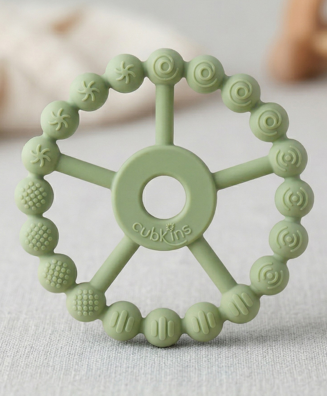 Cubkins Silicone Ring Teether | BIS Certified | 5 Textures for Teething Relief | 100% Food-Grade Silicone (Lime)-picture-13