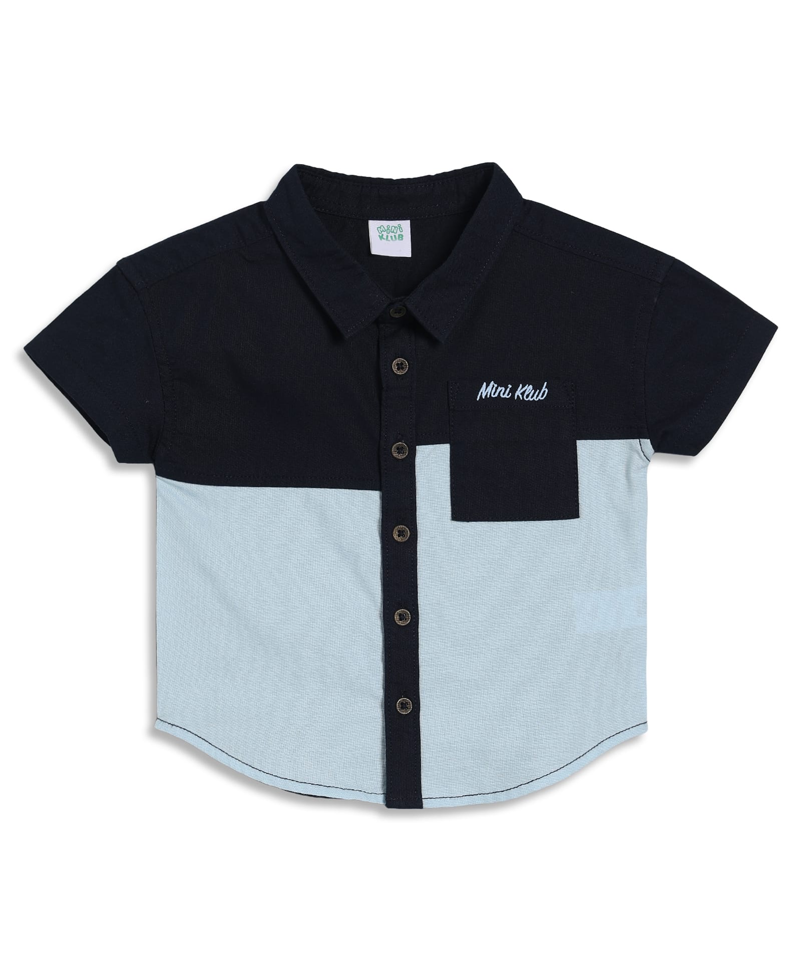 MINI KLUB Cotton Woven Half Sleeves Colour Blocked Polo Tee - Blue-picture-32