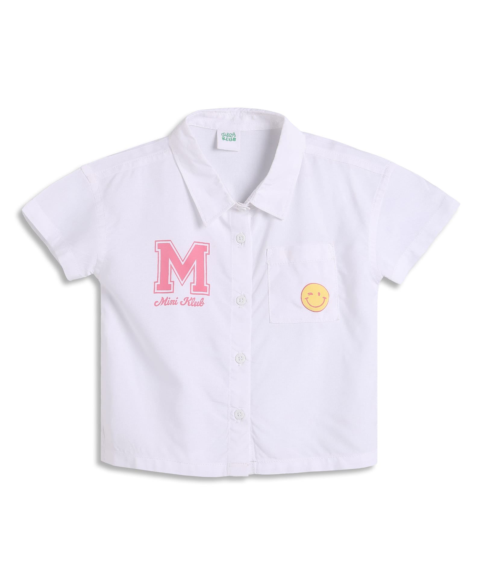 MINI KLUB Rayon Woven Half Sleeves Brand Name Printed Shirt Styled Top - White-picture-42