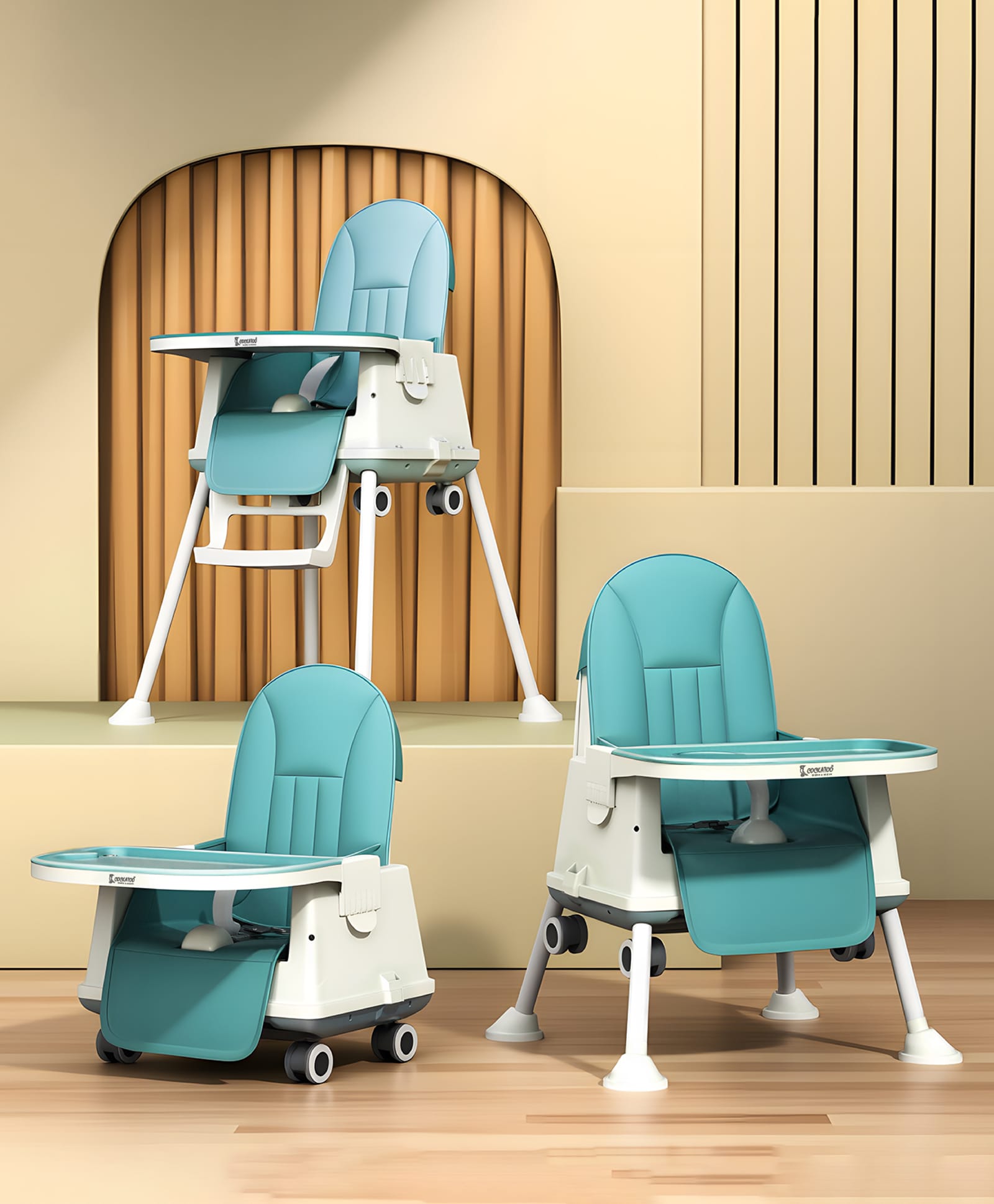 BAYBEE 3-in-1 Convertible High Chair for Kids, Babies & Toddlers Foldable Baby Feeding Chair with 5-Point Safety Harness, Adjustable & Removable Tray, Easy-to-Clean Portable Dining Chair - Sea Green-image-33