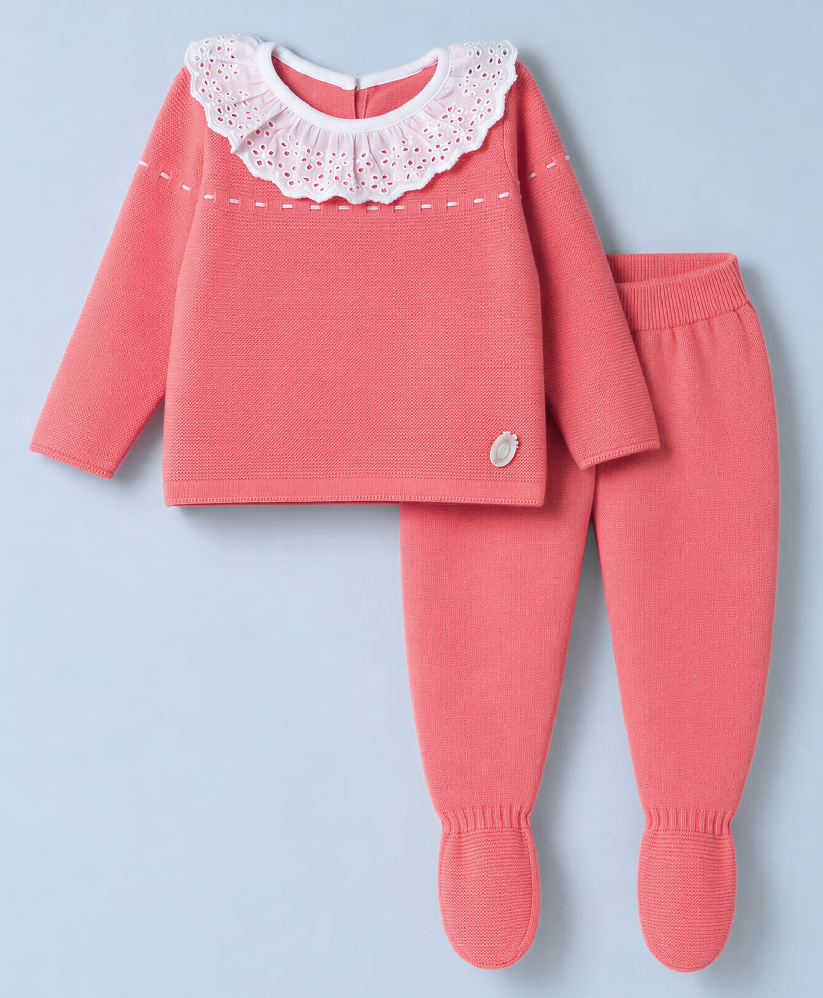 ToffyHouse Knit Full Sleeves Solid Baby Sweater Set - Pink-picture-37