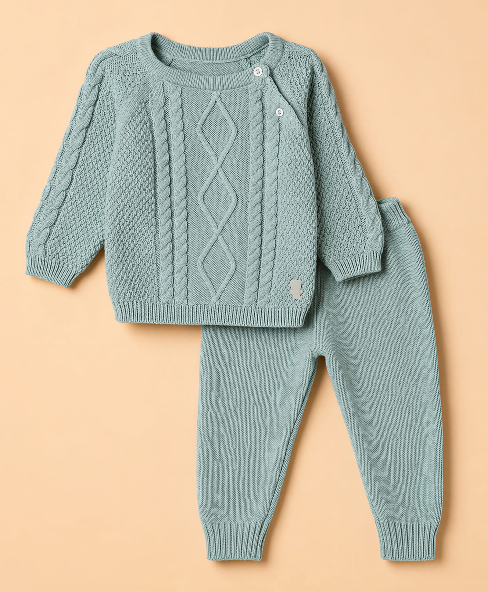 ToffyHouse Knit Full Sleeves Sweater Set - Sea Green-image-49