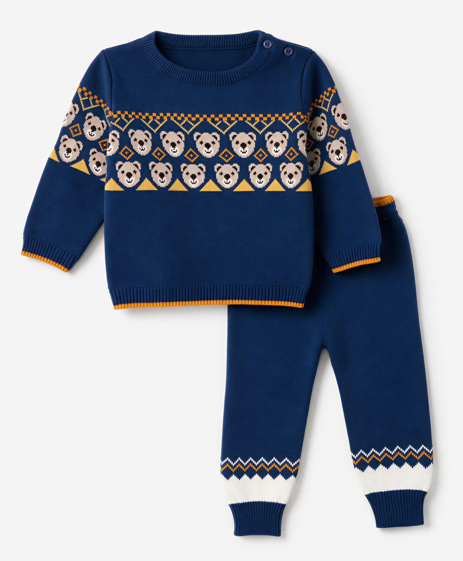 ToffyHouse Knit Full Sleeves Sweater Set with Deer Design - Navy Blue-image-47