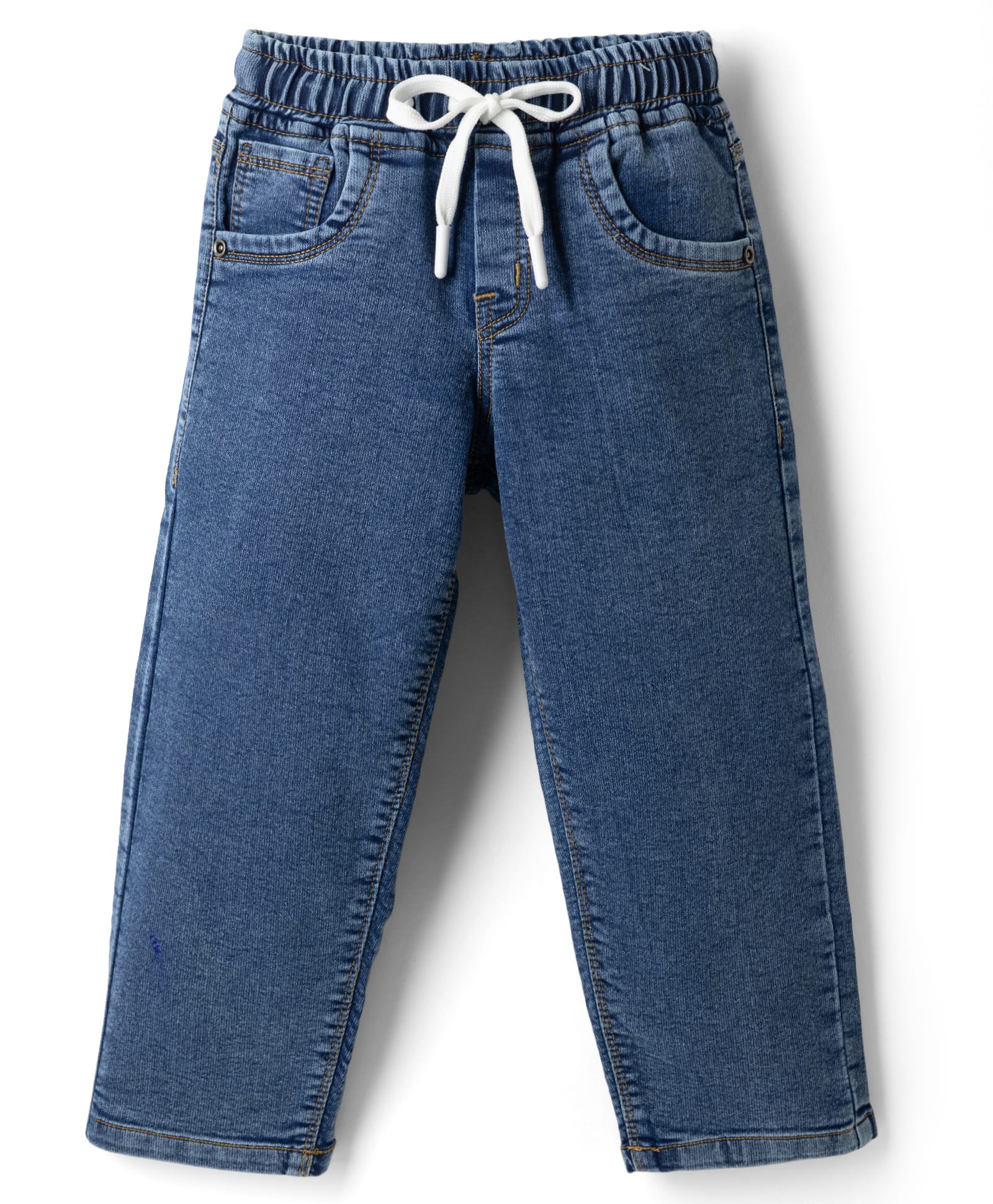 Olio Kids Denim Woven Full Length Solid Color Jeans Leaves - Light Blue-picture-37