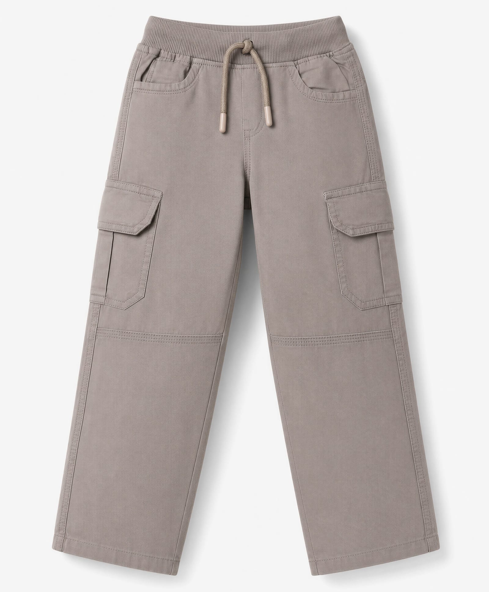 Olio Kids Cotton Woven Full Length Solid Pants With Cargo Pockets - Light Grey-picture-14