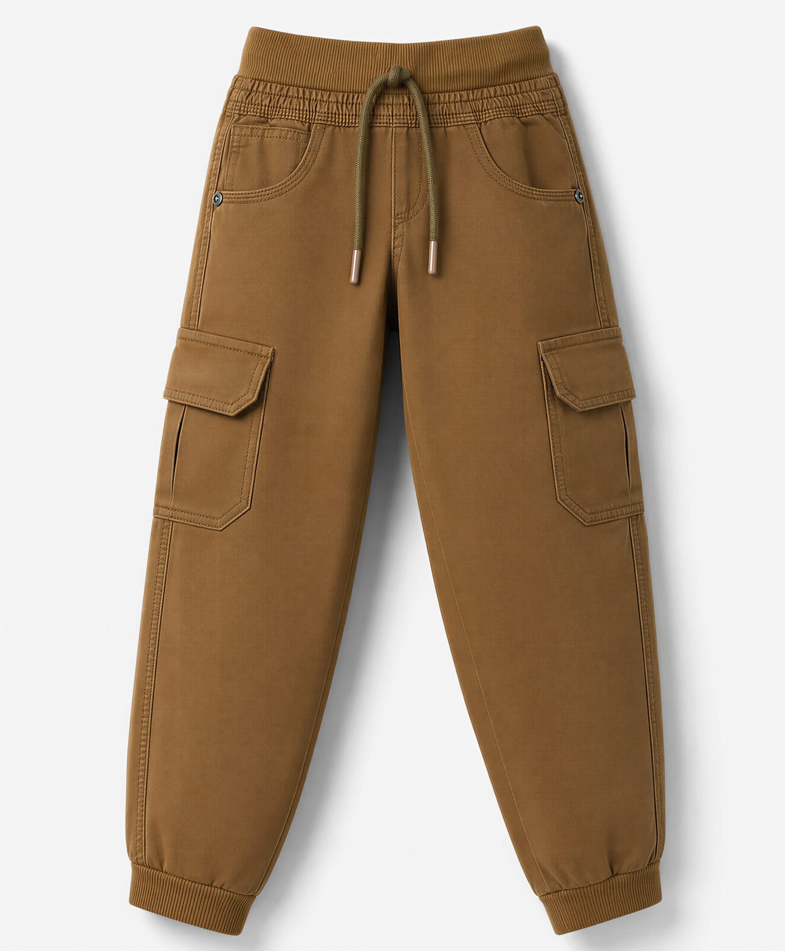 Olio Kids Cotton Woven Full Length Trousers With Cargo Pocket - Brown-picture-10