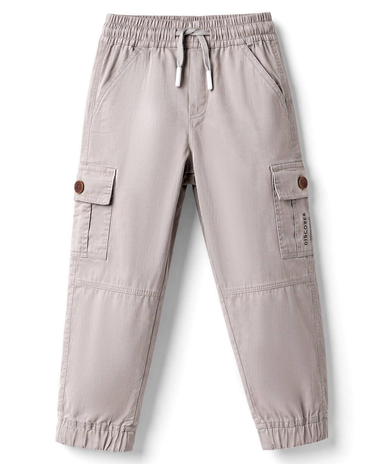 Olio Kids Cotton Woven Full Length Text Printed Trouser With Cargo Pocket - Charcoal Grey-picture-37