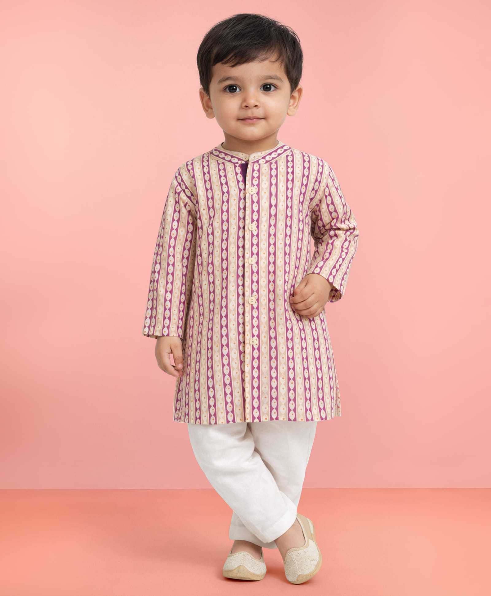 Vastramay Cotton Woven Full Sleeves Block Printed Kurta Pyjama Set - Onion Pink-image-44