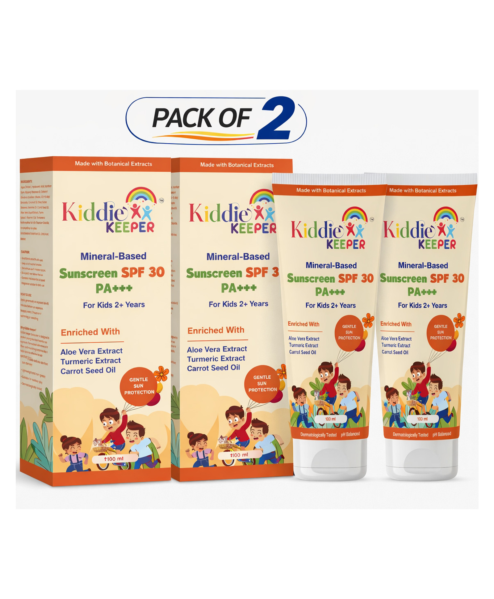 Kiddie Keeper Mineral-Based Sunscreen SPF 30 PA+++ for Kids Aged 2+ Years | Gentle UV Protection with Botanical Extracts | No White Cast | Lightweight Formula Pack of 2-image-23