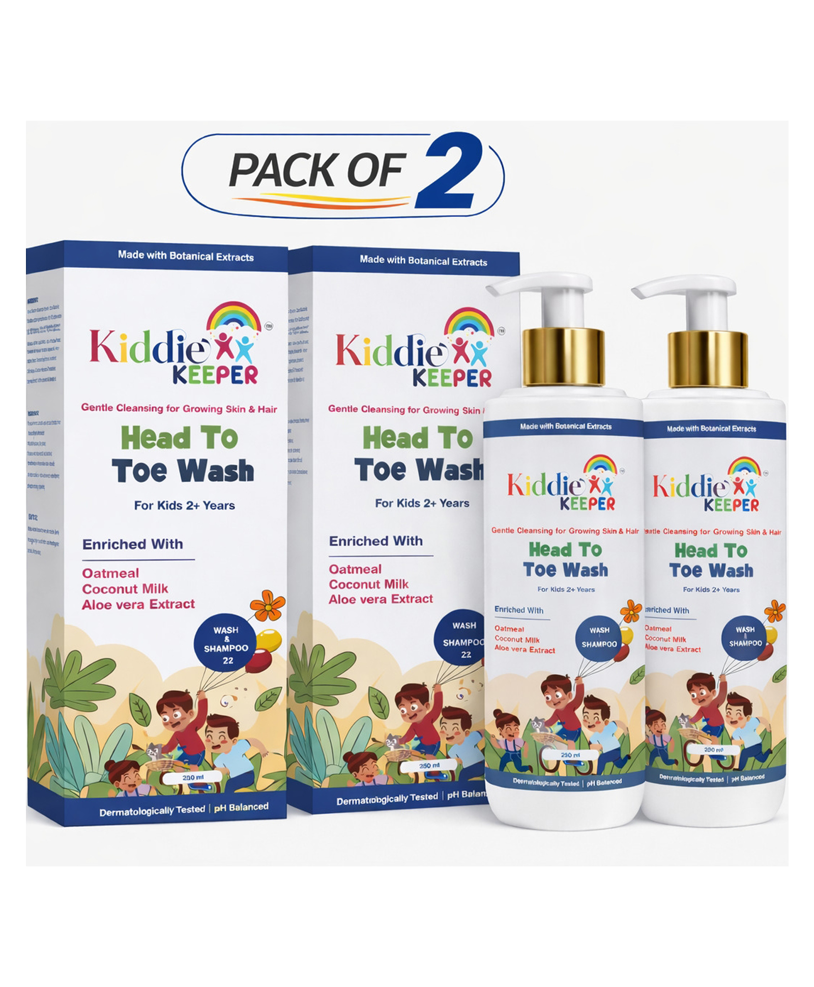 Kiddie Keeper Head to Toe Wash for Kids Gentle Hair & Body Cleanser Pack of 2 - 250 ml-image-38