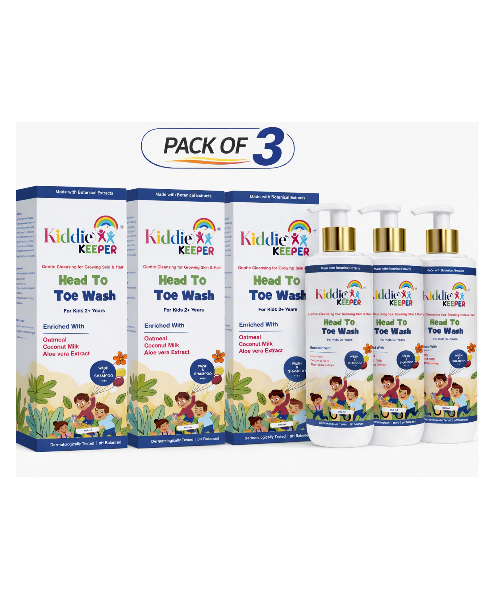 Kiddie Keeper Head to Toe Wash for Kids Gentle Hair & Body Cleanser Pack of 3 - 250 ml-image-42