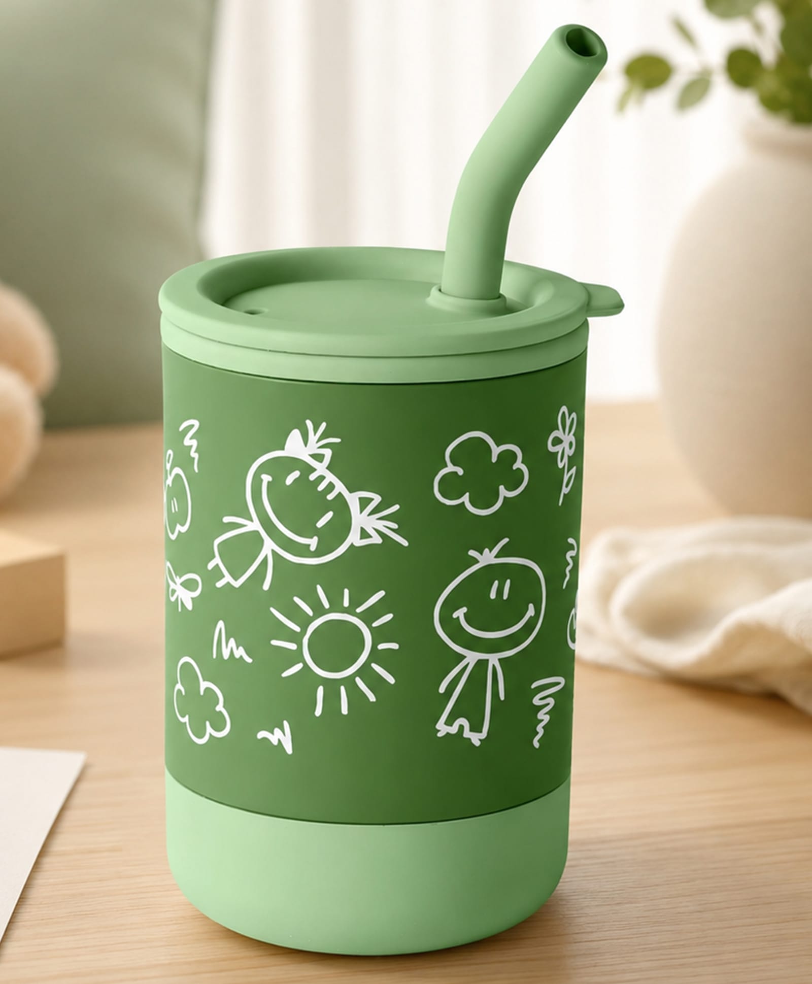 one and only ONE & ONLY Baby Sipper Cup 150ml with Straw, Spill Proof Cartoon Printed Cup, BPA Free Food Grade PP, Lightweight Sipper for School, Travel & Daily Use (Green)-picture-35
