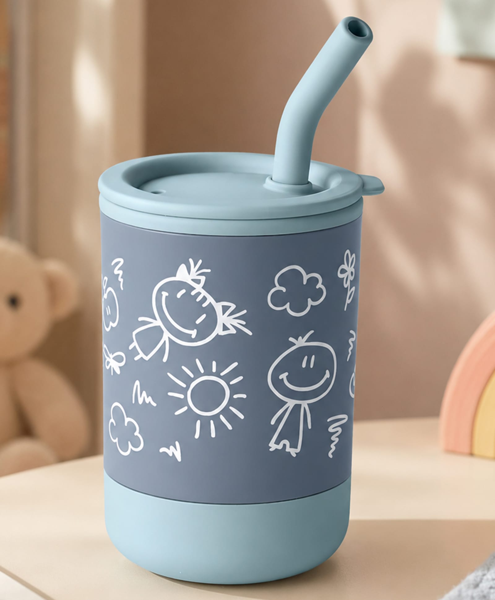one and only ONE & ONLY Baby Sipper Cup 150ml with Straw, Spill Proof Cartoon Printed Cup, BPA Free Food Grade PP, Lightweight Sipper for School, Travel & Daily Use (Blue)-picture-20