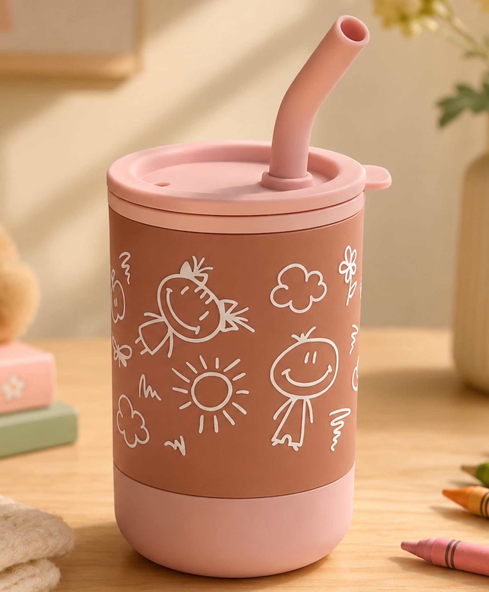 one and only ONE & ONLY Baby Sipper Cup 150ml with Straw, Spill Proof Cartoon Printed Cup, BPA Free Food Grade PP, Lightweight Sipper for School, Travel & Daily Use (Pink)-picture-36