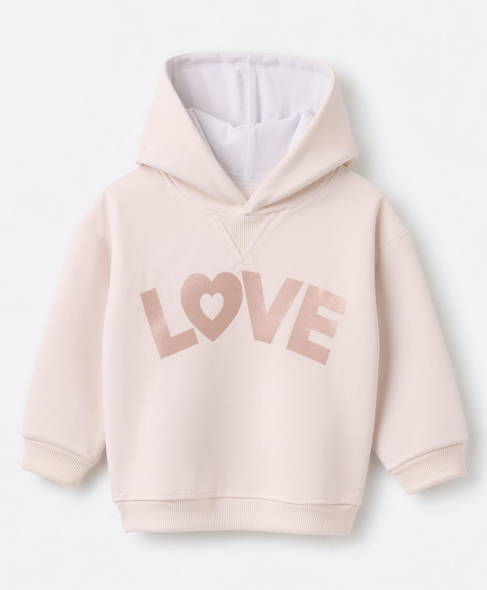 Bonfino Cotton Fleece Knit Oversized Hoodie with Full Sleeves and Love Text Print - Pink-picture-34