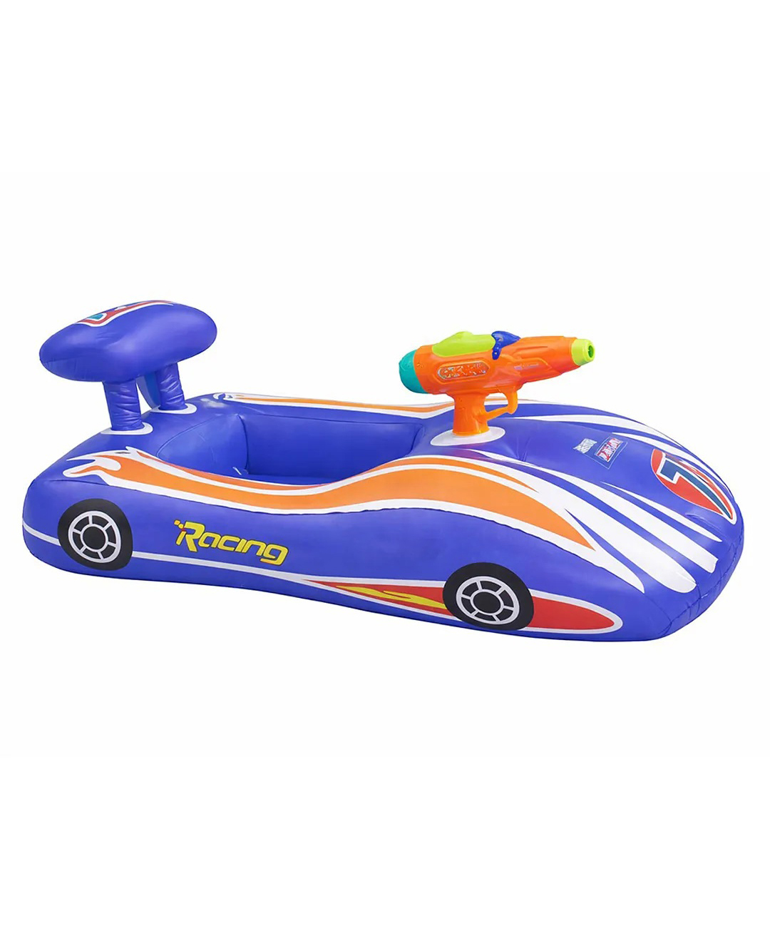 Azhari Inflatable Racing Car Pool Float with Water Gun Ride On Summer Swimming Toy for Boys Girls Outdoor Fun Play pack of 1 Color design may vary-picture-13