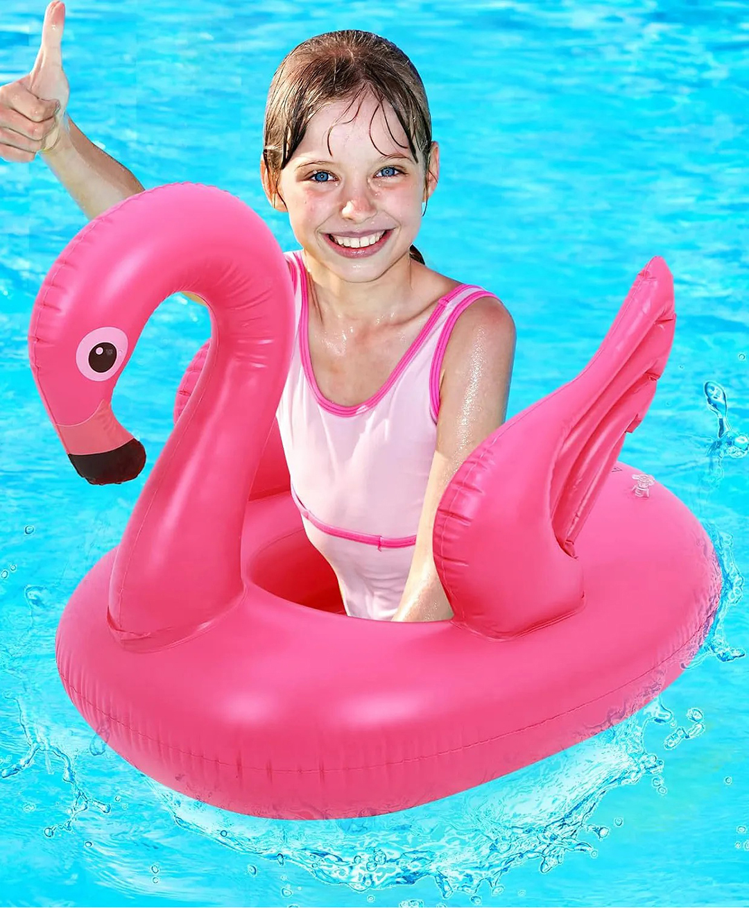 Azhari Inflatable swimming tube Flamingo shape for kids Pack of 1 - Pink-image-23
