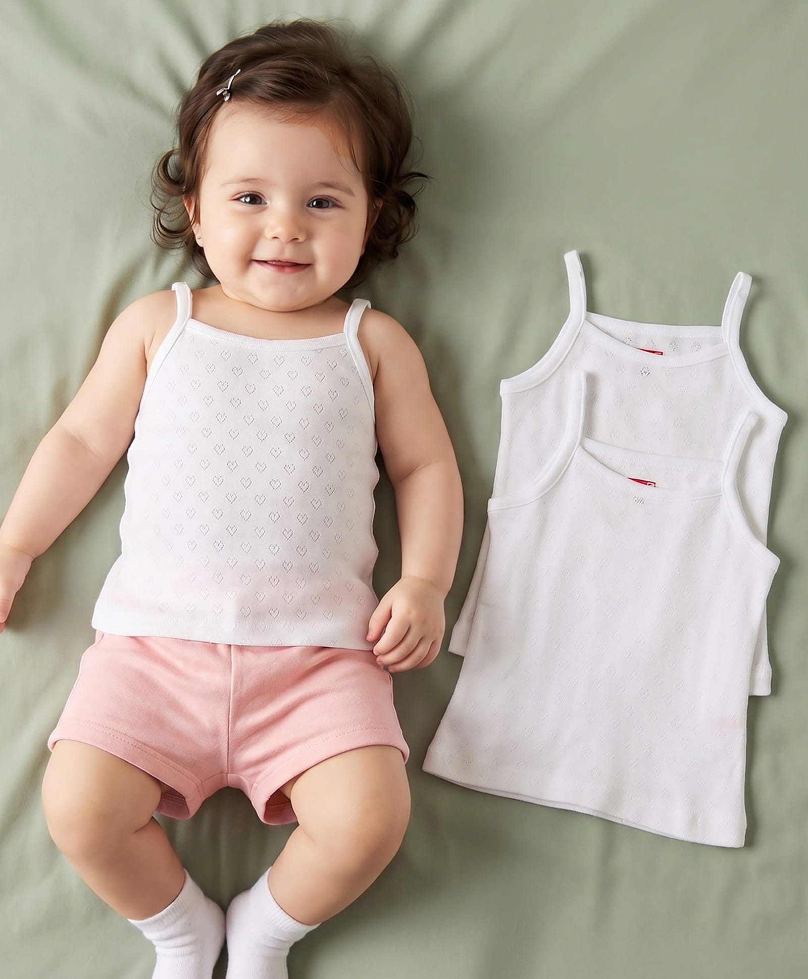 Babyhug 100% Cotton Knit Solid Colour Sleeveless Slips Pack of 3 - White-picture-38