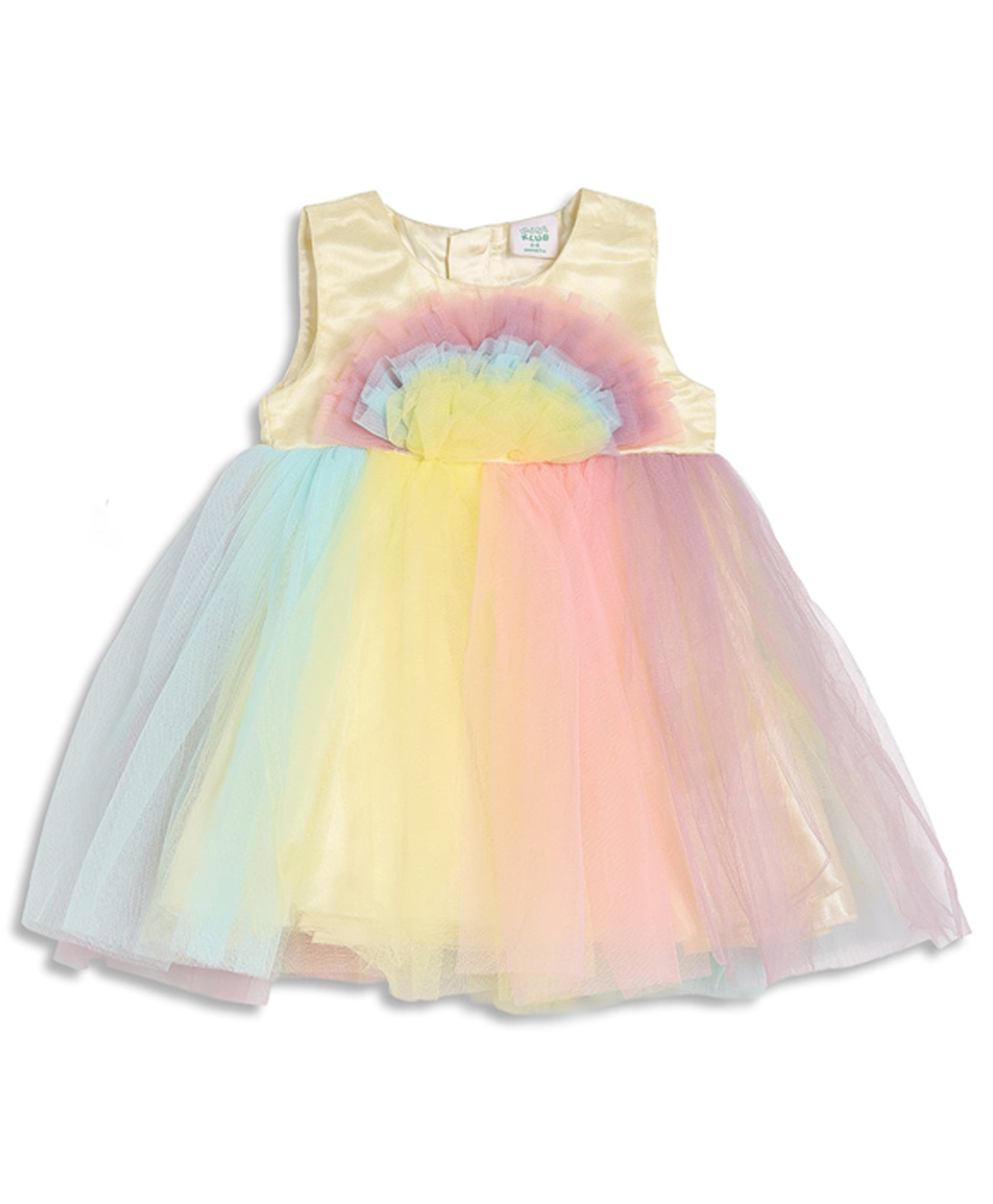 MINI KLUB Cotton Woven Sleeveless Abstract Applique Detailed Dress - Multi Colour-image-14