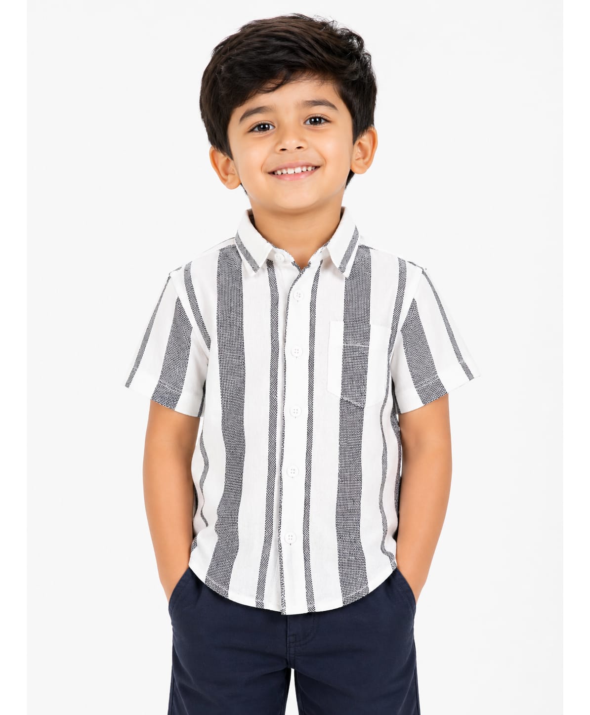 JusCubs Cottton Woven Half Sleeves Striped Shirt - White-picture-38