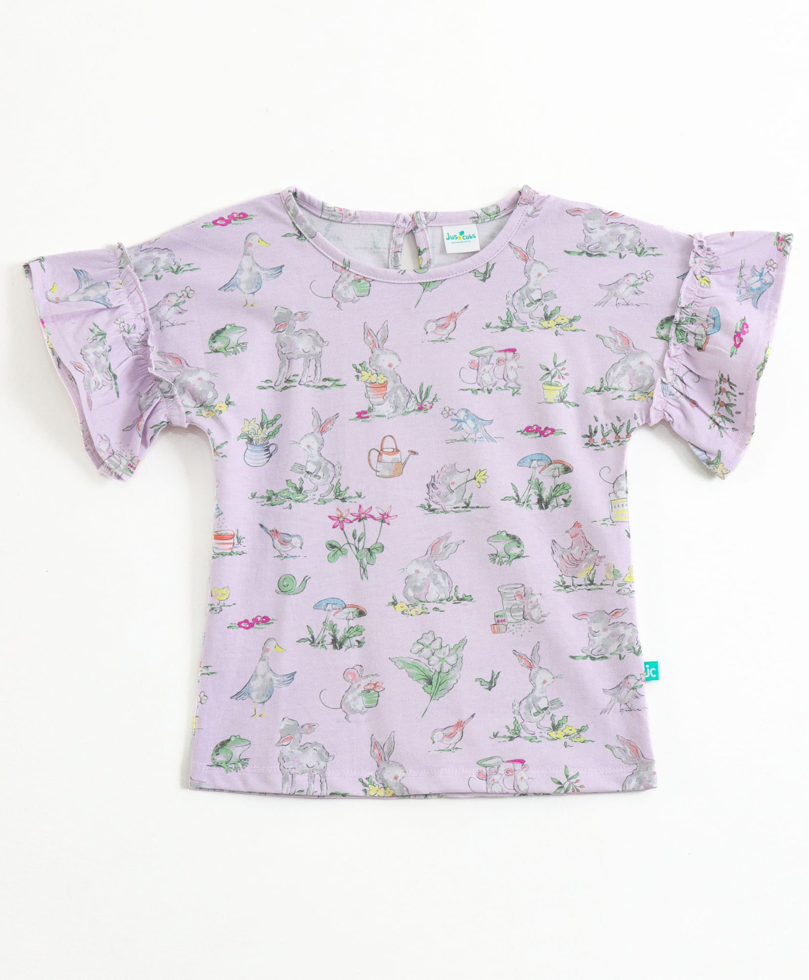 JusCubs Cotton Knit Half Sleeves Nature Theme Printed Top - Lavender-picture-25