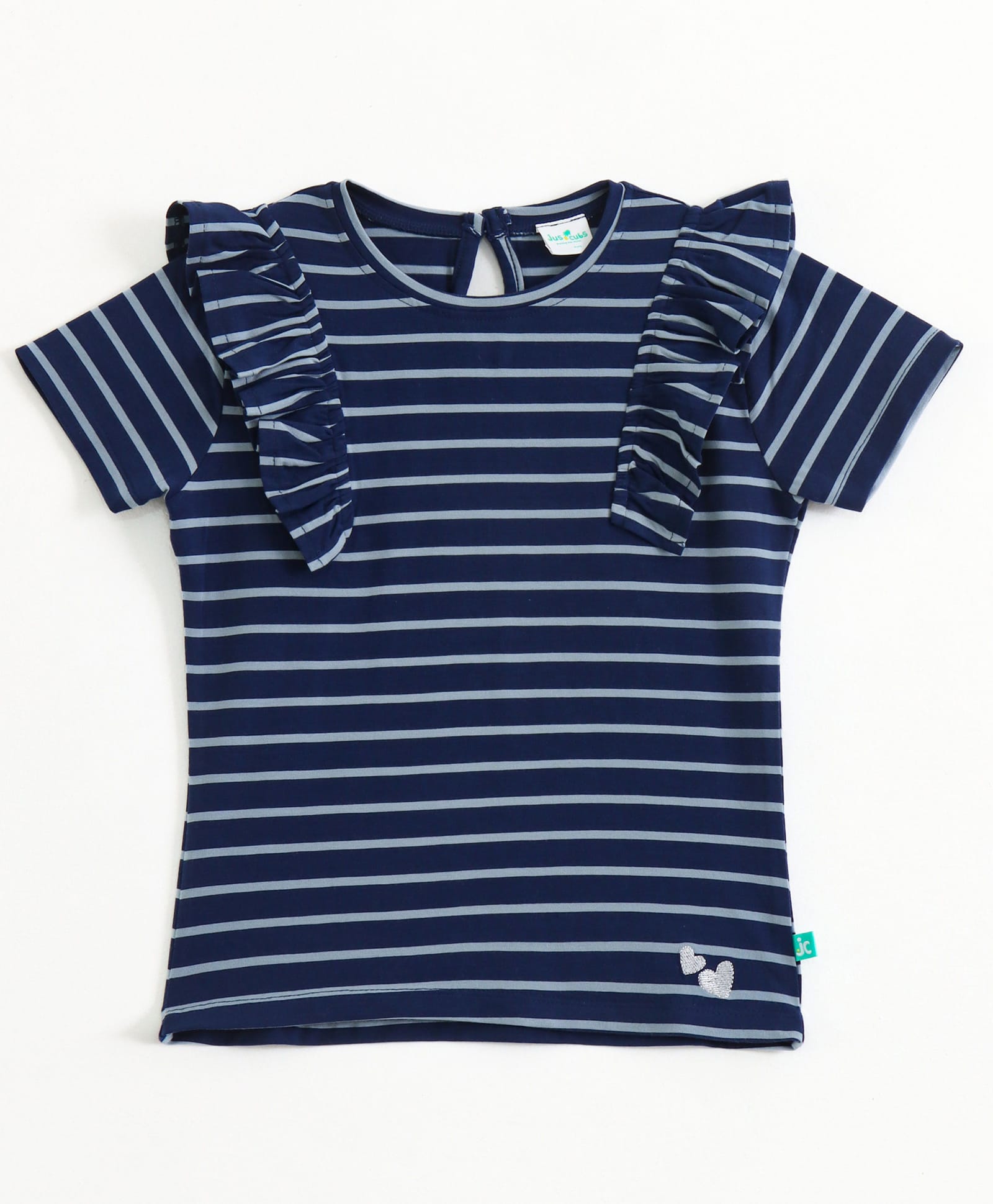 JusCubs Cotton Knit Half Sleeves Striped Top - Navy Blue-picture-24