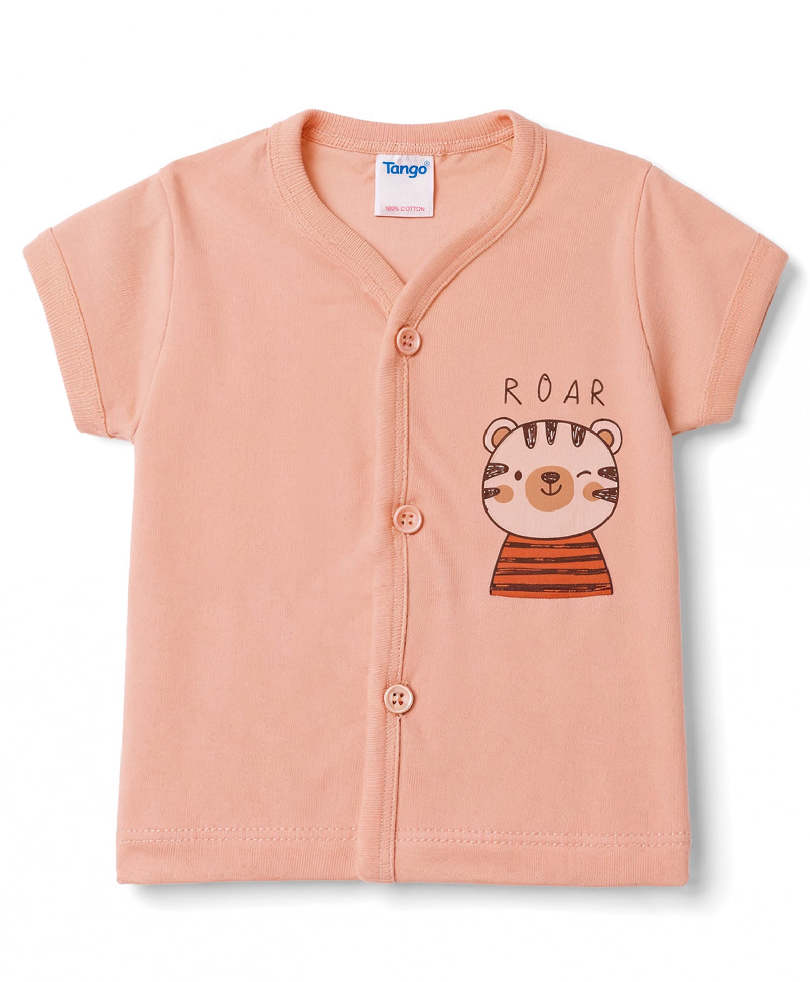 Tango Single Jersey Knit Half Sleeves Jhabla With Cub Print - Peach-picture-32