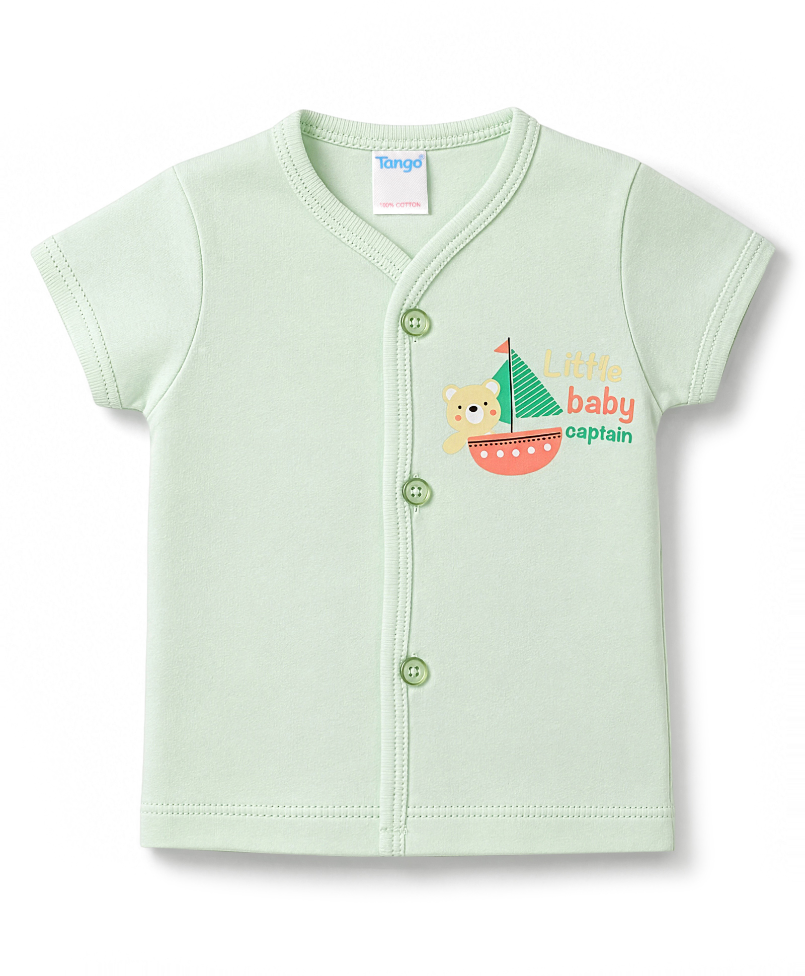 Tango Single Jersey Knit Half Sleeves Jhabla With Bear & Boat Print - Sea Green-picture-36