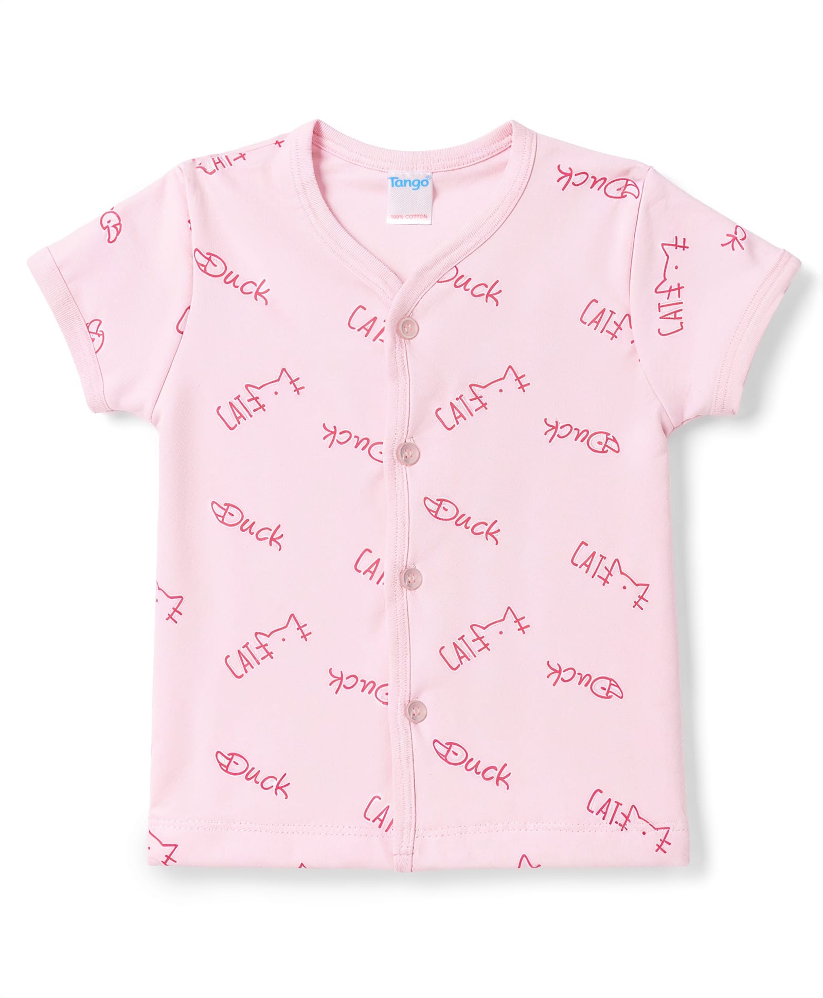 Tango Single Jersey Knit Half Sleeves Jhablas With Cat Print - Pink-image-32