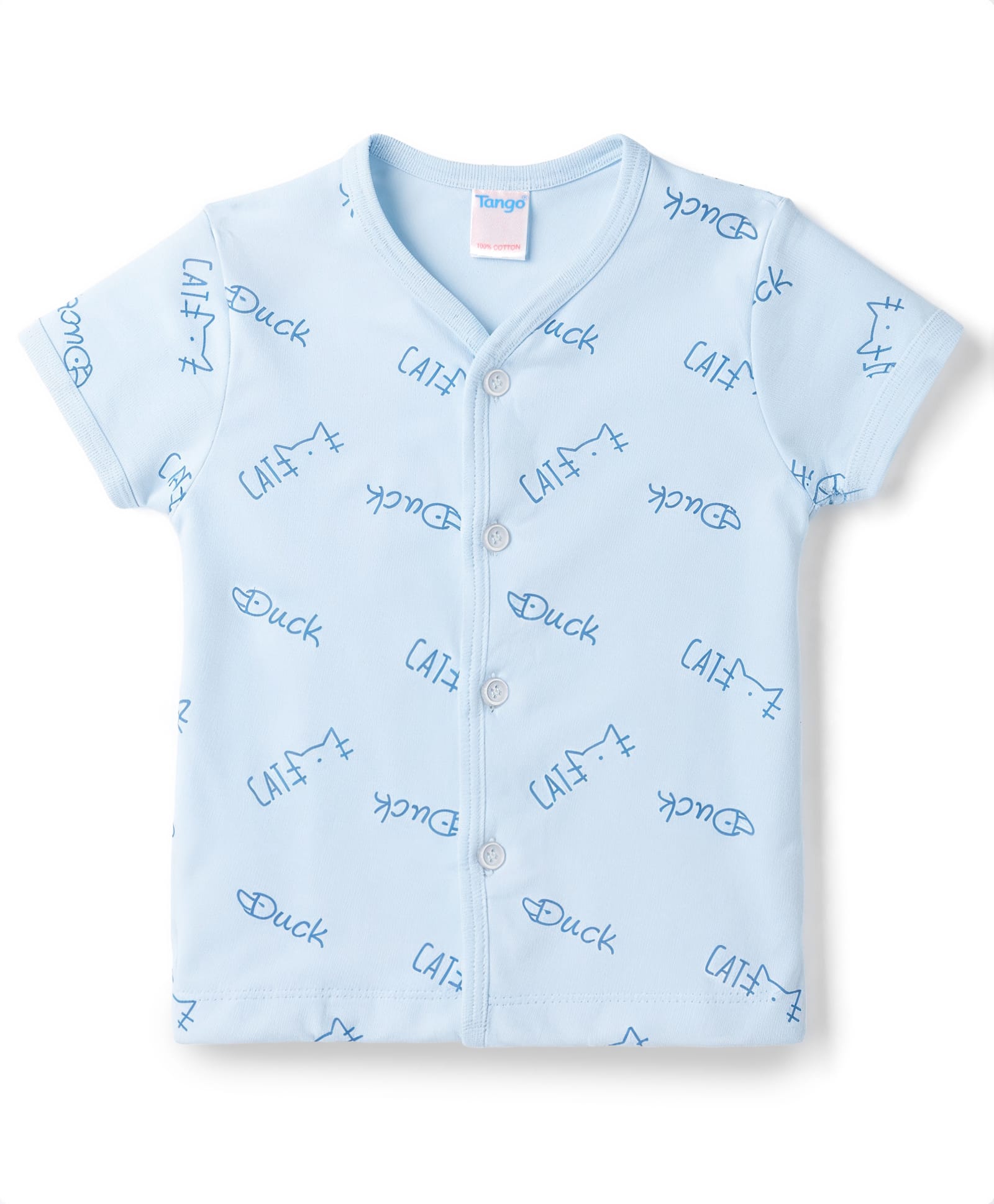 Tango Single Jersey Knit Half Sleeves Jhablas With Cat Print - Light Blue-image-17