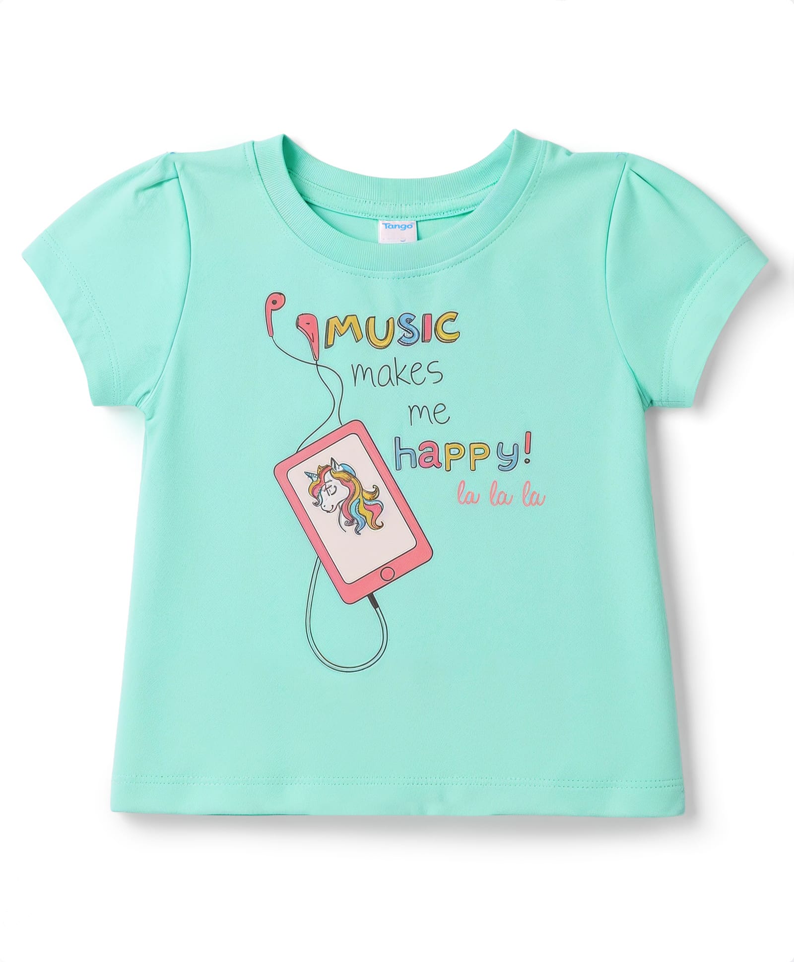 Tango Single Jersey Knit Half Sleeves Text & Unicorn Printed Top - Sea Green-picture-29