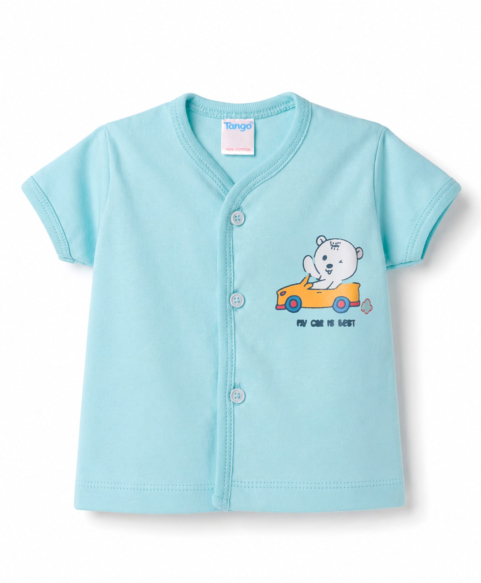 Tango Single Jersey Knit Half Sleeves Jhabla With Bear Print - Light Blue-image-37