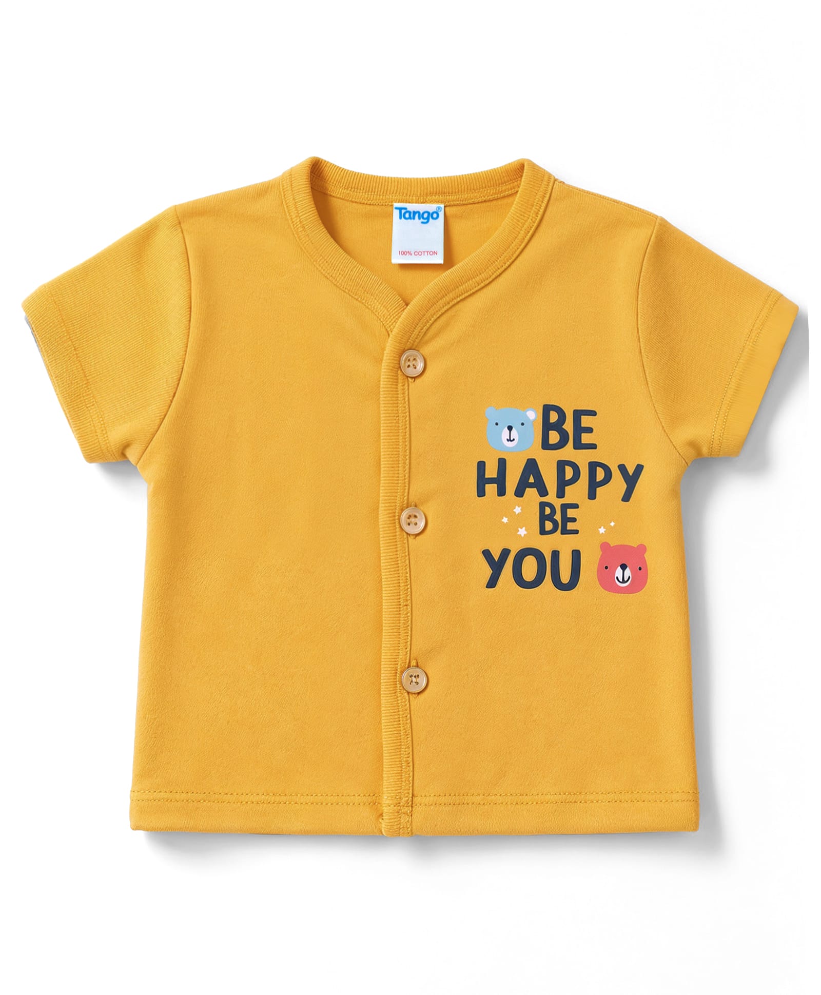 Tango Single Jersey Knit Half Sleeves Jhabla With Bear Print - Golden-picture-20