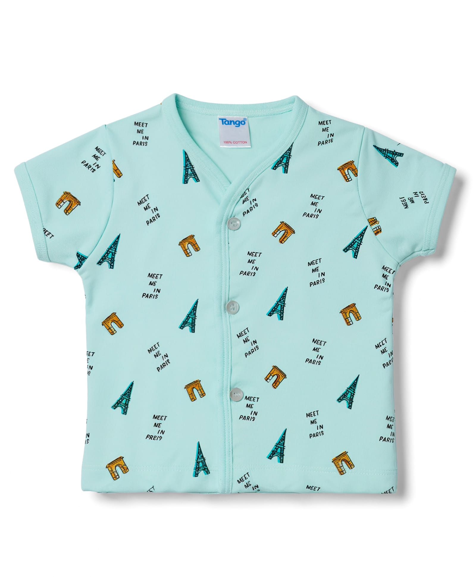 Tango Single Jersey Knit Half Sleeves Jhabla With Text Print - Sea Green-picture-26