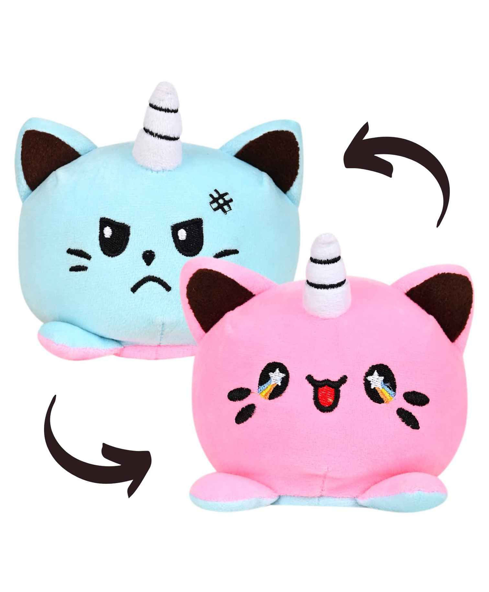 DearJoy 11 cm Reversible Happy & Sad Unicorn Cat Soft Toy - Pink & Blue 1.0 PIECE-picture-14