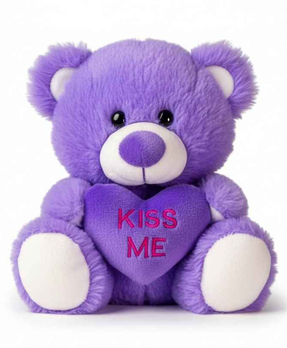 DearJoy 30 cm Teddy Bear with Message on a Heart Purple 1.0 PIECE-picture-25
