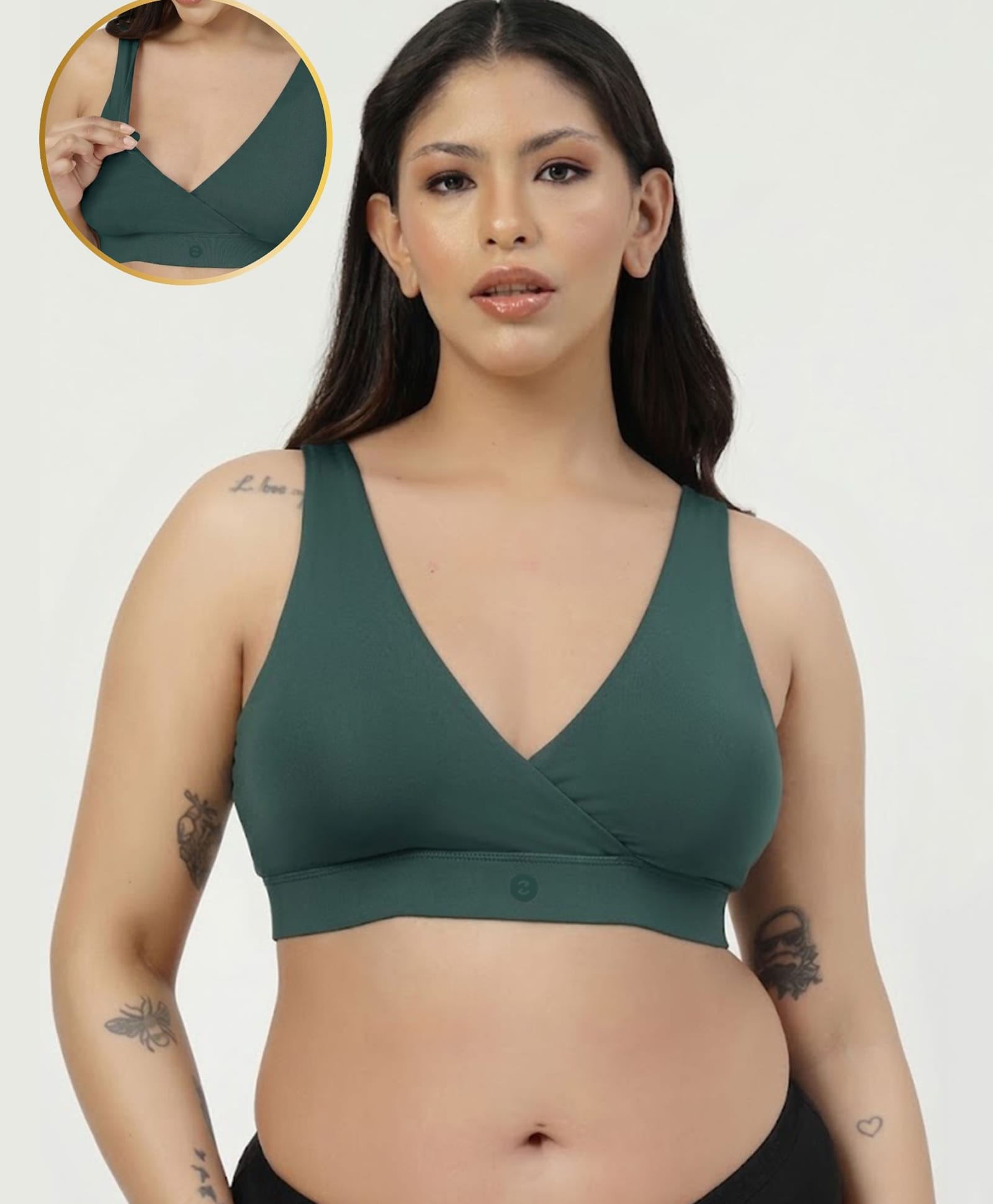 Zelena 92% Modal 8% Spandex Knit Solid Wire Free Maternity Maternity Bra With Front Open Nursing Access - Hunter Green-picture-24