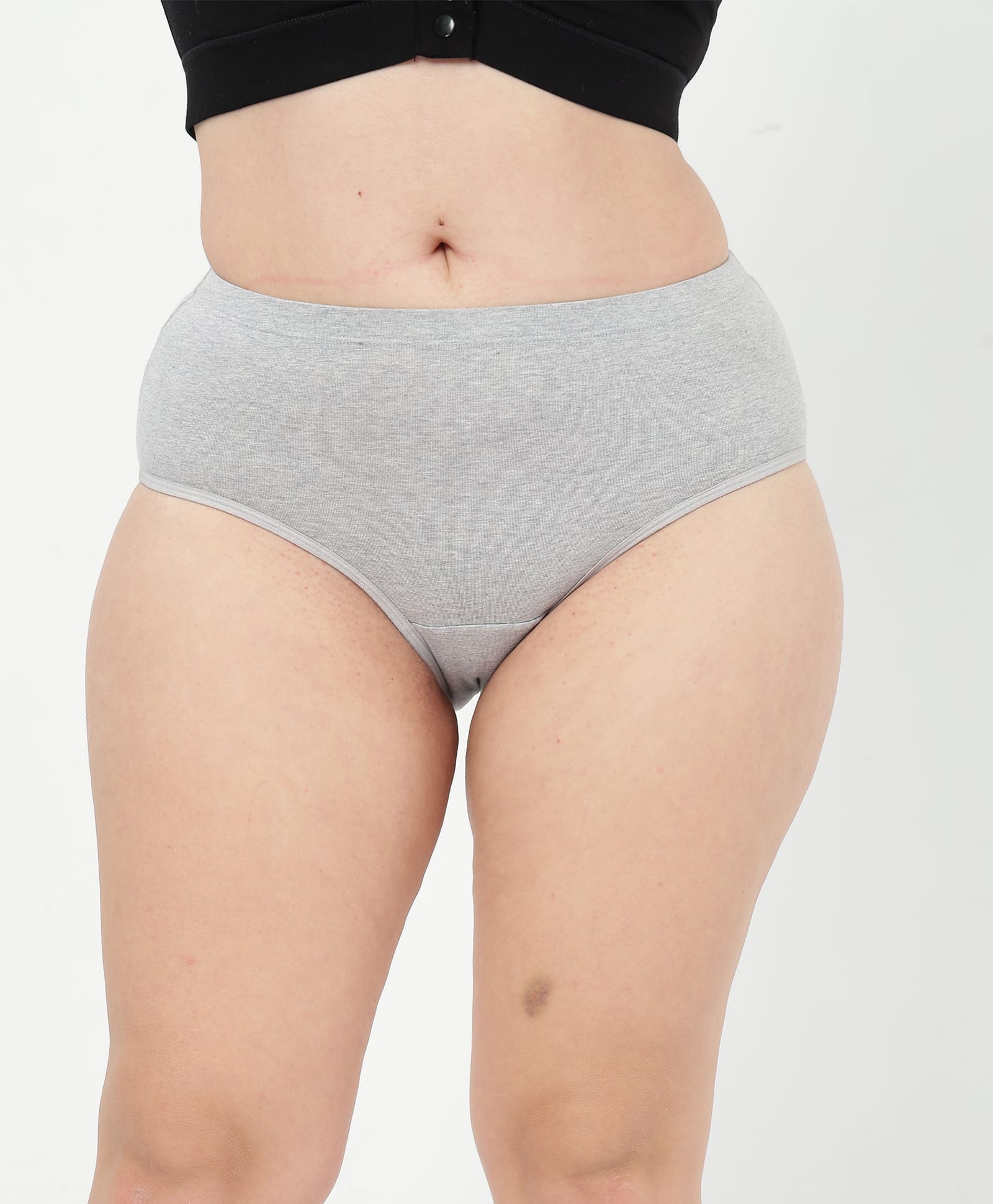 Zelena 92% Cotton 8% Lycra Knit Solid Maternity Hipster Panty - Grey Melange-picture-35